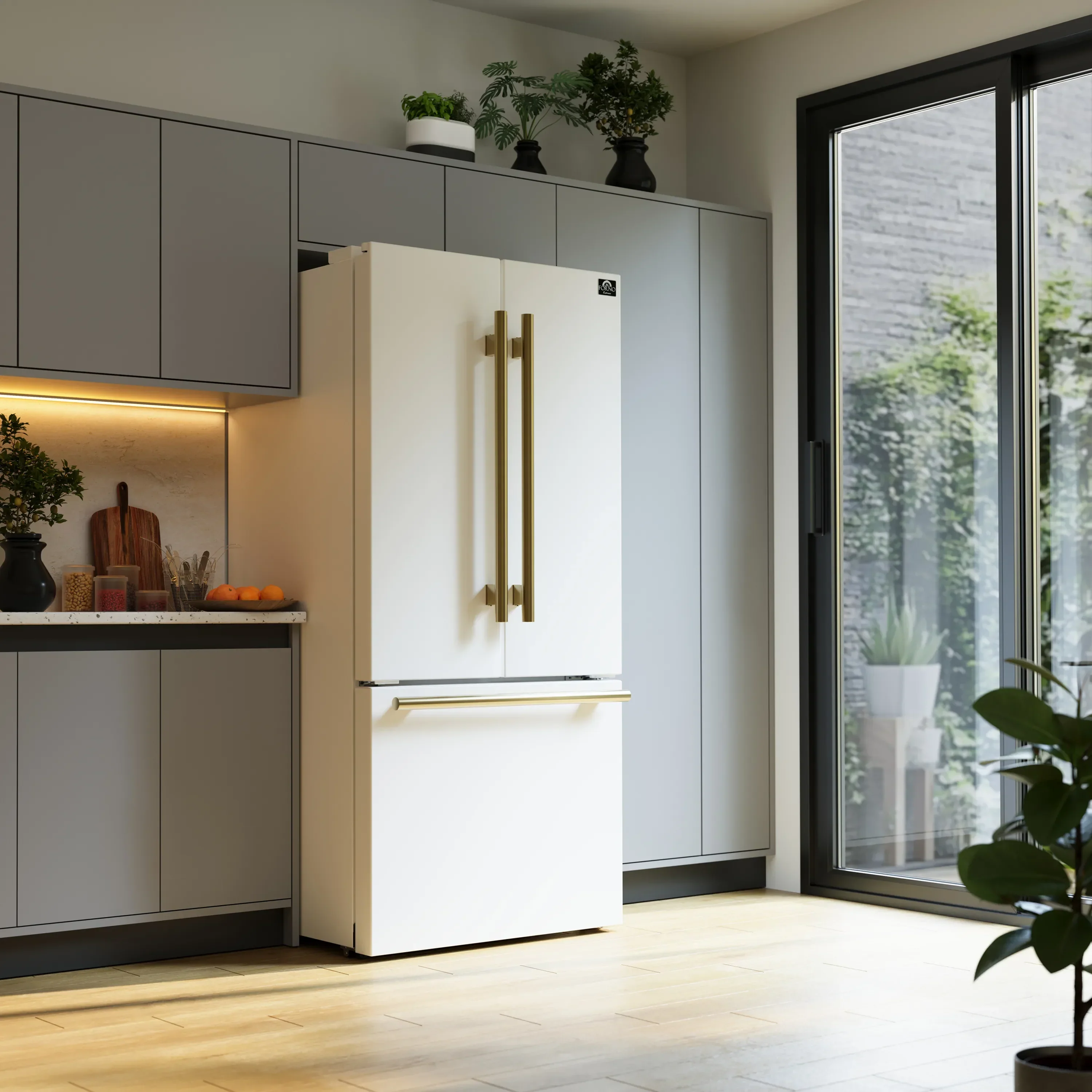 Forno 2-Piece Appliance Package - 30-Inch Induction Range and 30-Inch French Door Refrigerator in White with Antique Brass Handle (FBDL-015-10CAUS) - Image 11