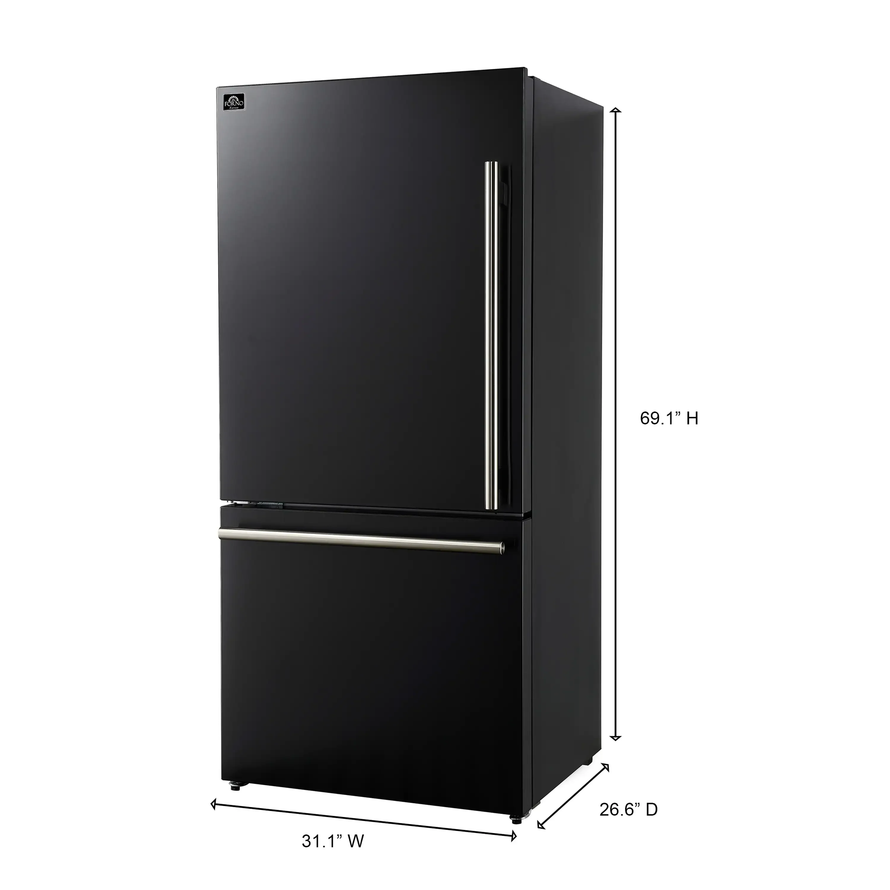 Forno 2-Piece Appliance Package - 30-Inch Slide-In Induction Range and 31-Inch Bottom Freezer Door Refrigerator in Black with Antique Brass Handle (FBDL-014-12CAUS) - Image 22