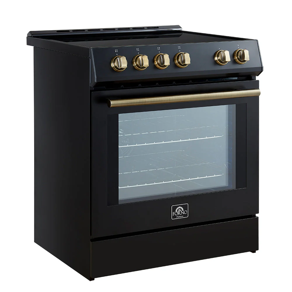 Forno 2-Piece Appliance Package - 30-Inch Slide-In Induction Range and 31-Inch Refrigerator, Right Hinge in Black with Antique Brass Handle (FBDL-014-11CAUS) - Image 3