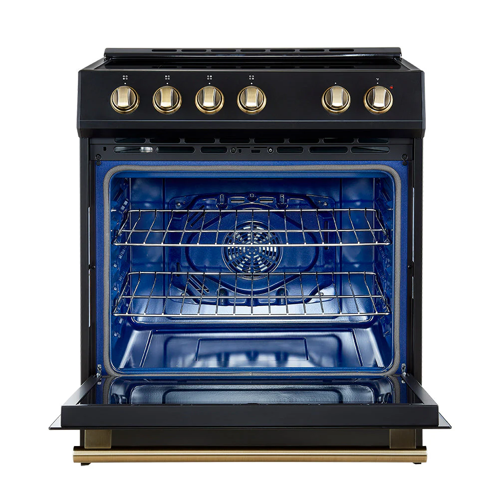 Forno 2-Piece Appliance Package - 30-Inch Slide-In Induction Range and 36-Inch French Door Refrigerator in Black with Antique Brass Handle (FBDL-014-13CAUS) - Image 4