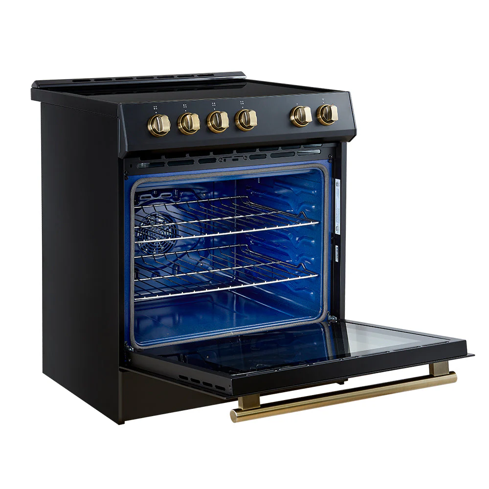 Forno 2-Piece Appliance Package - 30-Inch Slide-In Induction Range and 36-Inch French Door Refrigerator in Black with Antique Brass Handle (FBDL-014-13CAUS) - Image 5