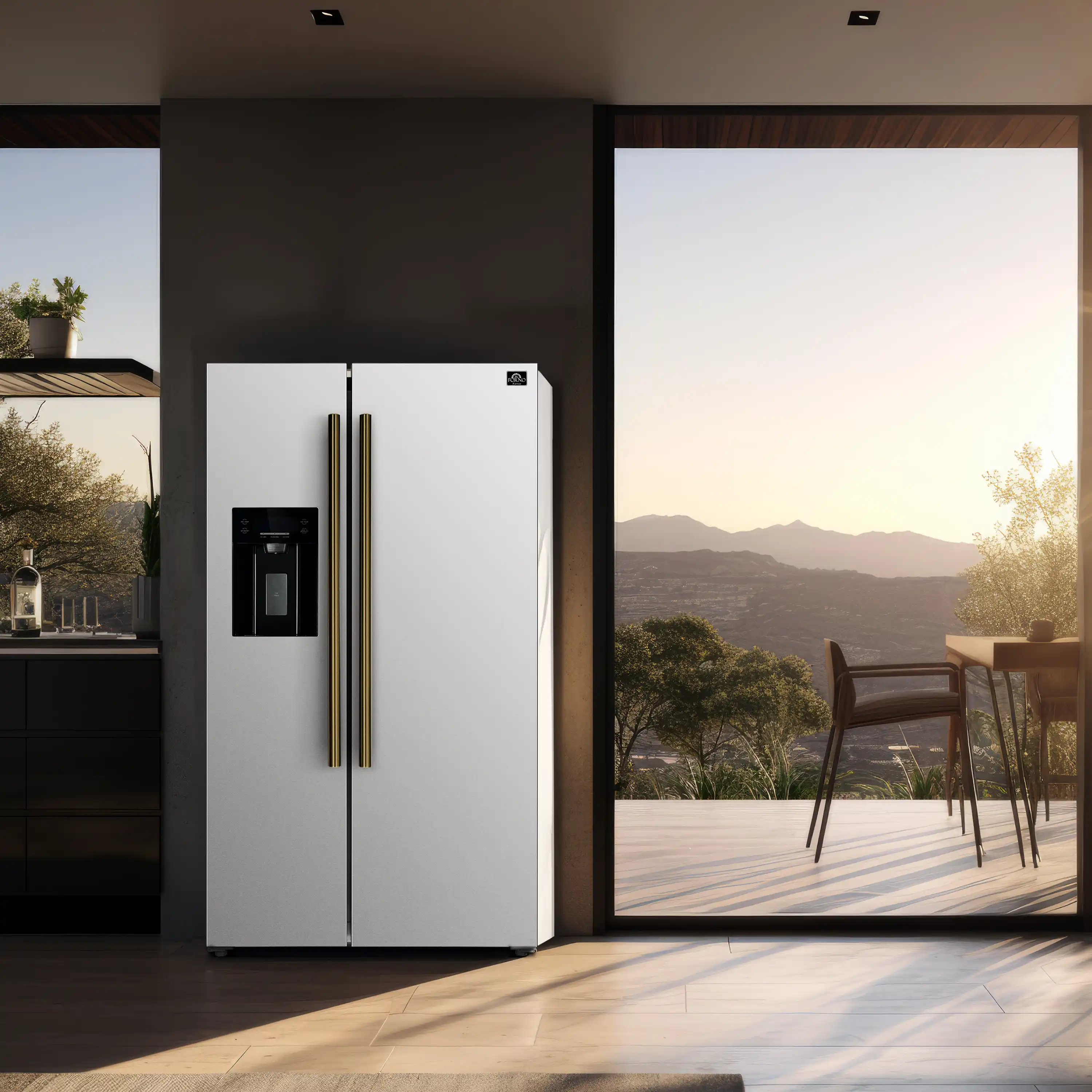 Forno 2-Piece Appliance Package - 30-Inch Slide-In Induction Range and 36-Inch Side by Side Refrigerator with Water Dispenser in White with Antique Brass Handle (FBDL-014-09CAUS) - Image 14