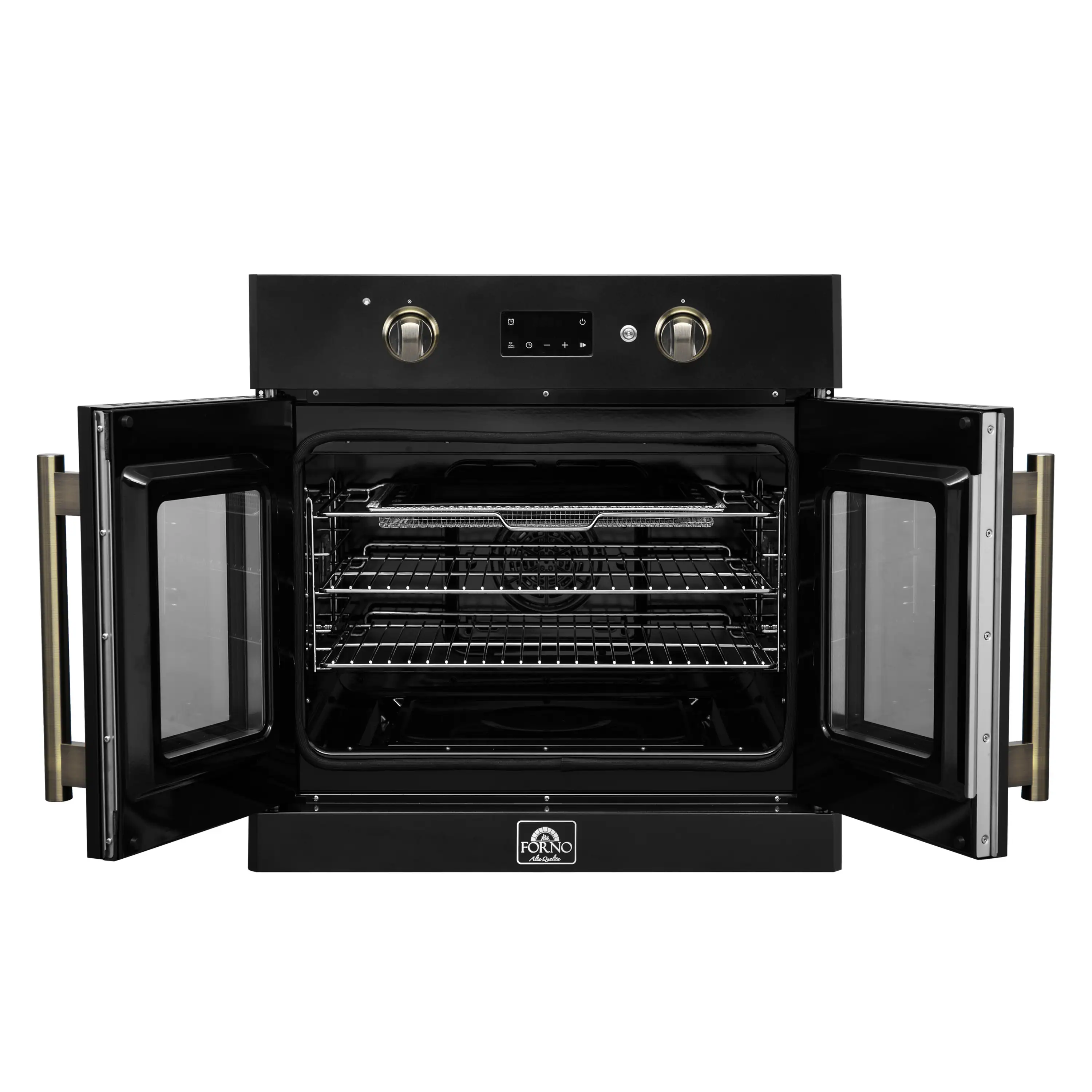 Forno 2-Piece Appliance Package - 30-Inch Single Wall Oven and 30-Inch Microwave in Black with Antique Brass Handle (FBDL-025-03CAUS - Image 4
