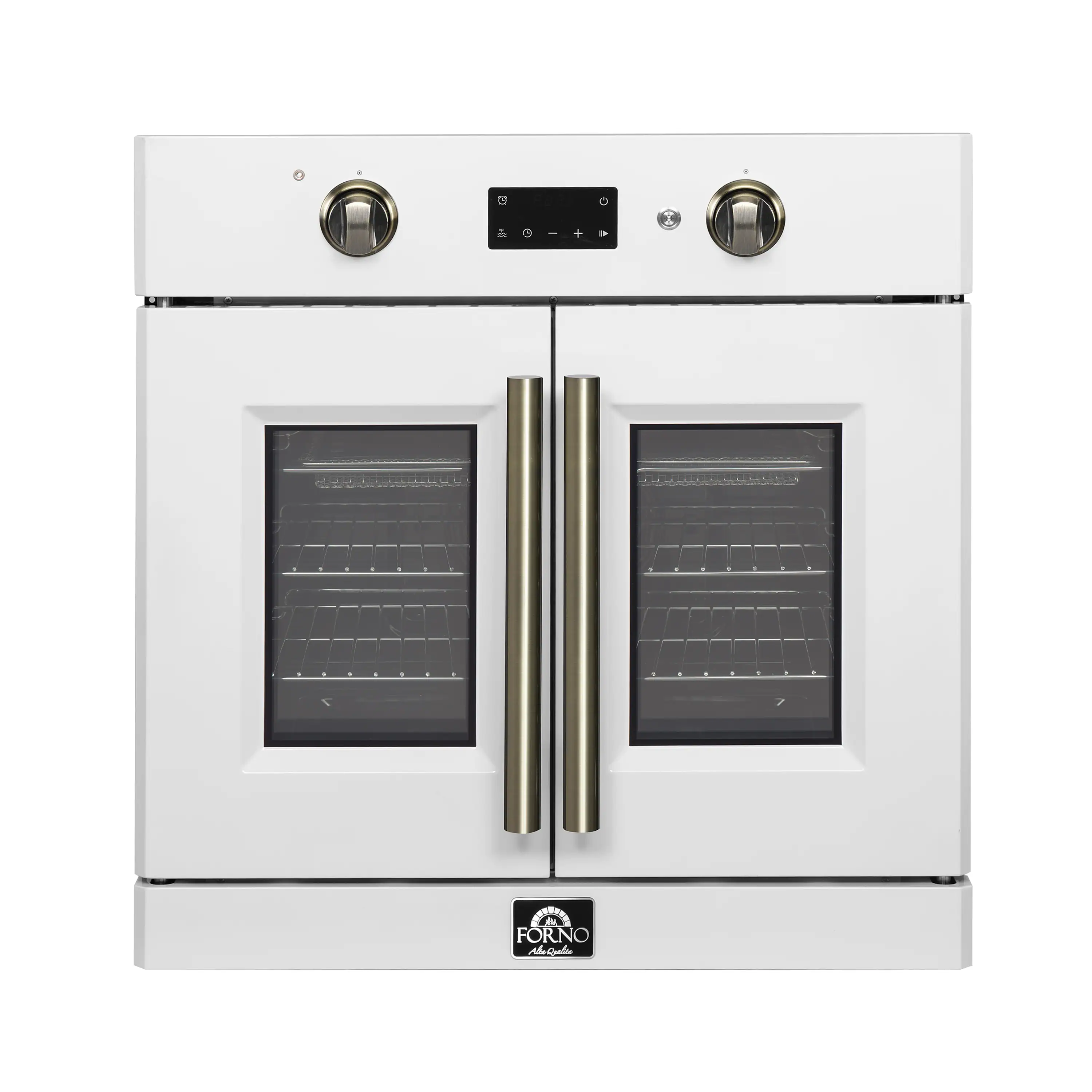 Forno 2-Piece Appliance Package - 30-Inch Single Wall Oven and 30-Inch Microwave in White with Antique Brass Handle (FBDL-025-02CAUS) - Image 2