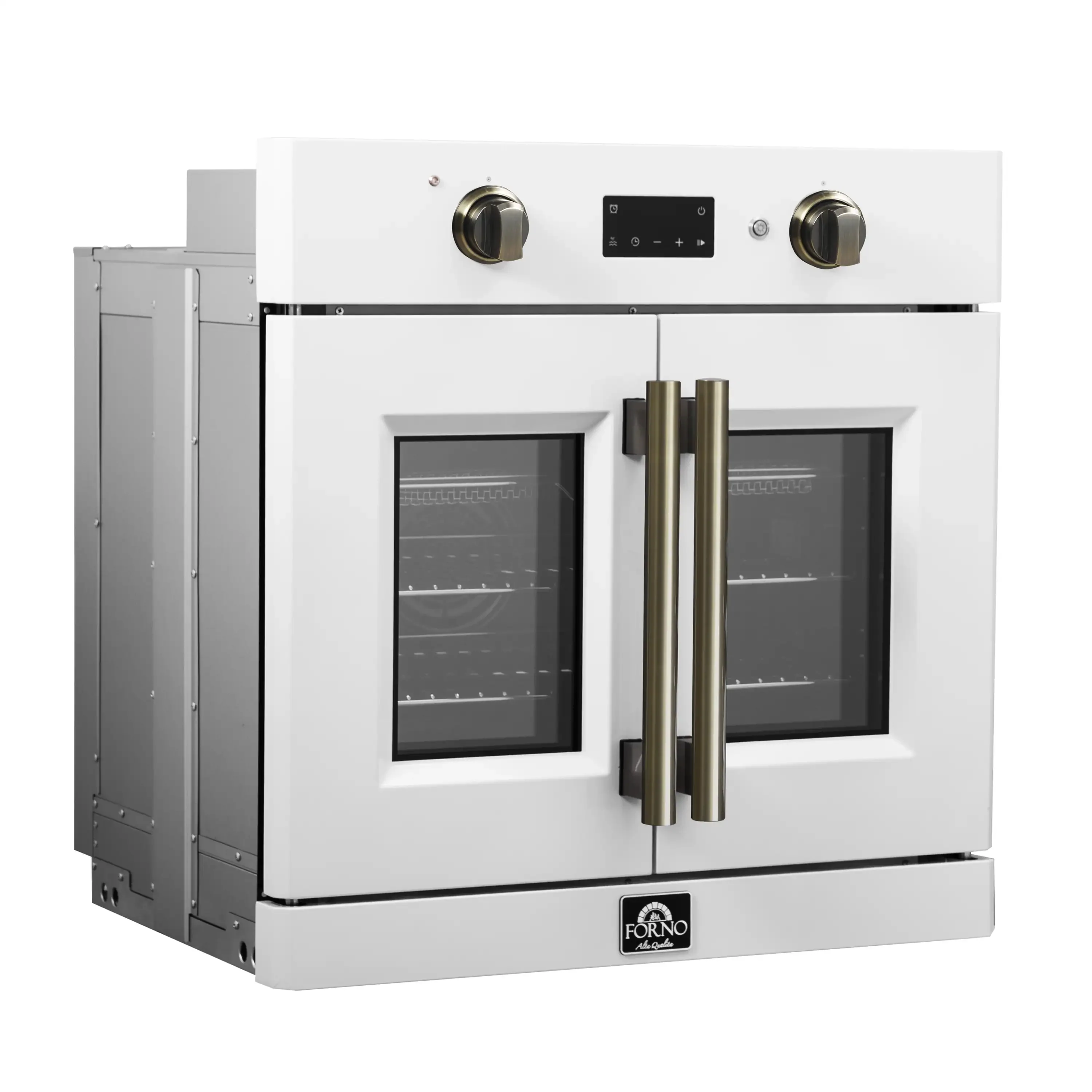 Forno 2-Piece Appliance Package - 30-Inch Single Wall Oven and 30-Inch Microwave in White with Antique Brass Handle (FBDL-025-02CAUS) - Image 3