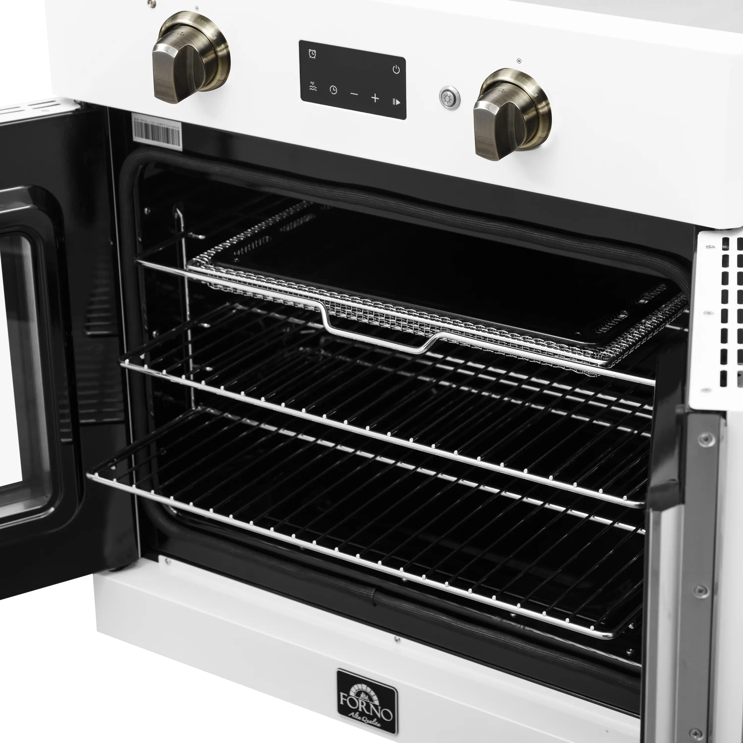Forno 2-Piece Appliance Package - 30-Inch Single Wall Oven and 30-Inch Microwave in White with Antique Brass Handle (FBDL-025-02CAUS) - Image 5