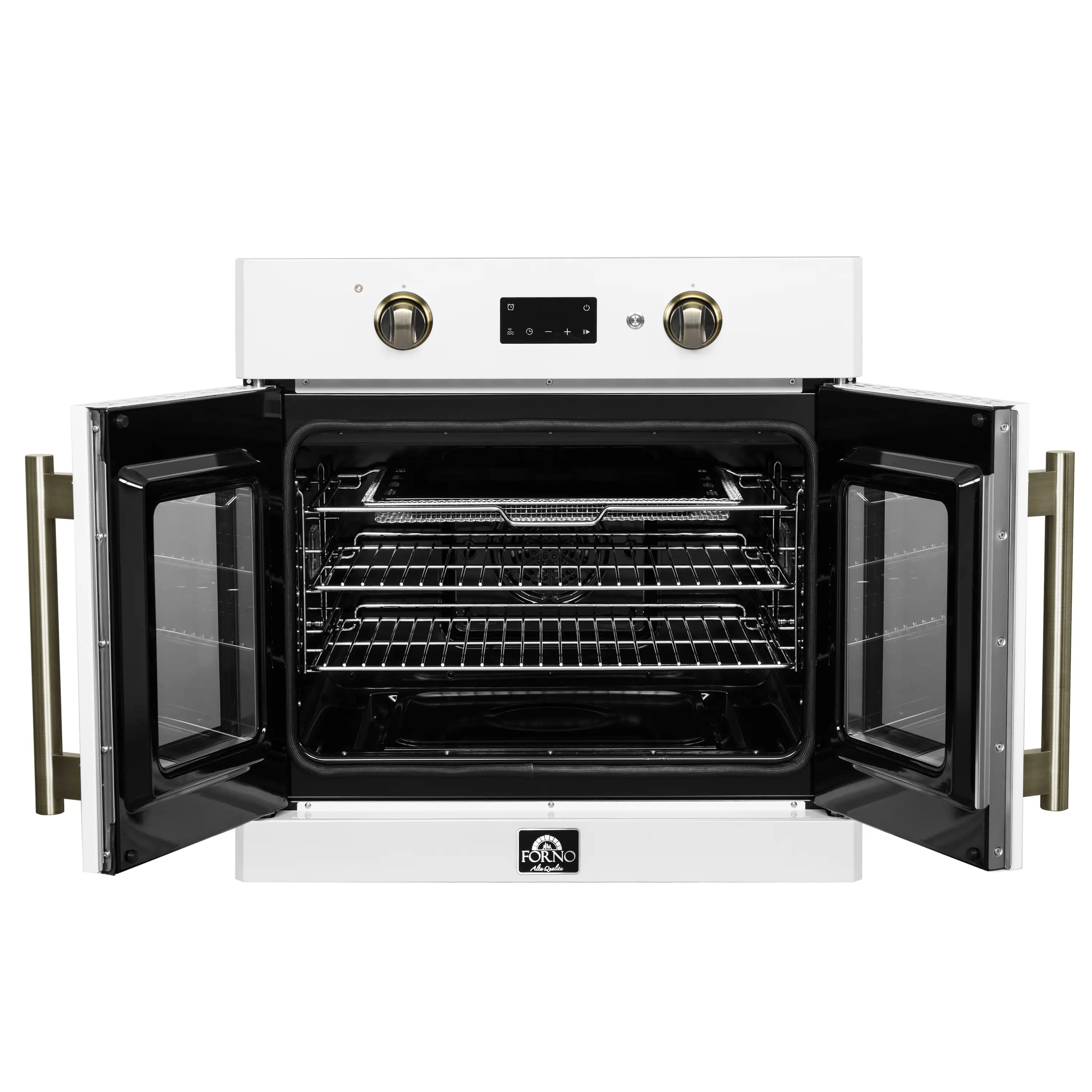 Forno 2-Piece Appliance Package - 30-Inch Single Wall Oven and 30-Inch Microwave in White with Antique Brass Handle (FBDL-025-02CAUS) - Image 6