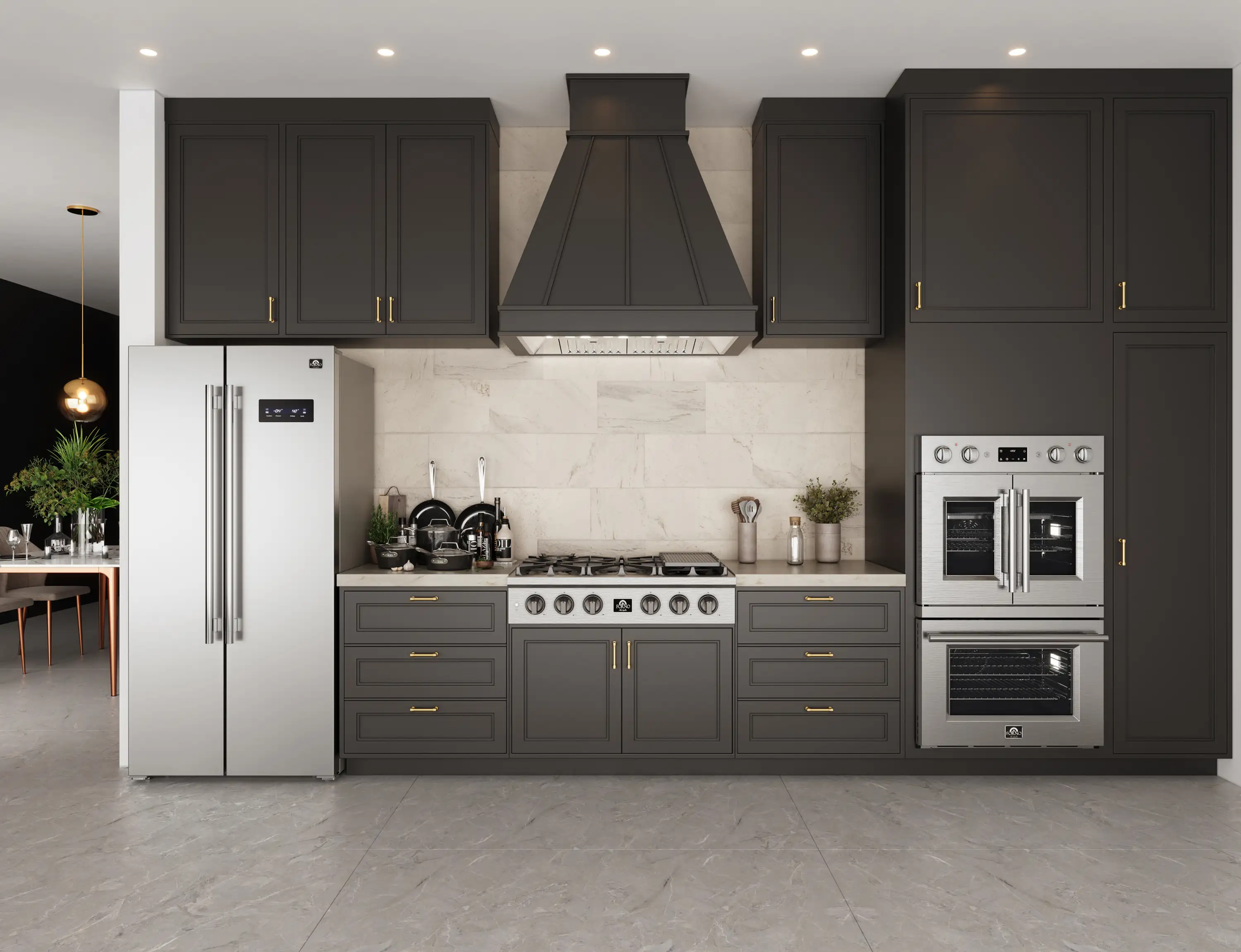 Forno 2-Piece Appliance Package - 36-Inch Spezia Gas Rangetop & French Door Double Wall Oven in Stainless Steel - Image 3