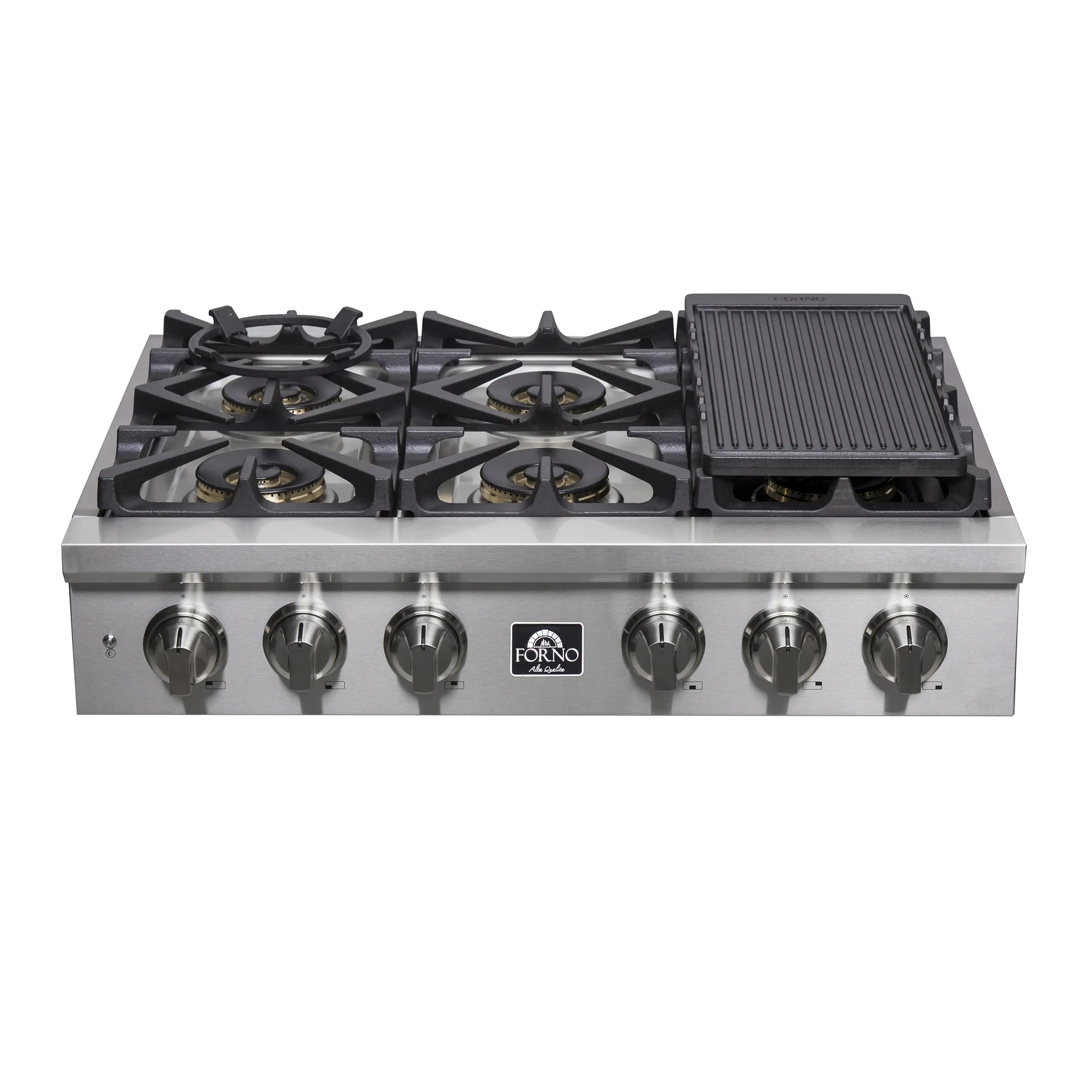 Forno 2-Piece Appliance Package - 36-Inch Spezia Gas Rangetop & French Door Wall Oven in Stainless Steel - Image 2
