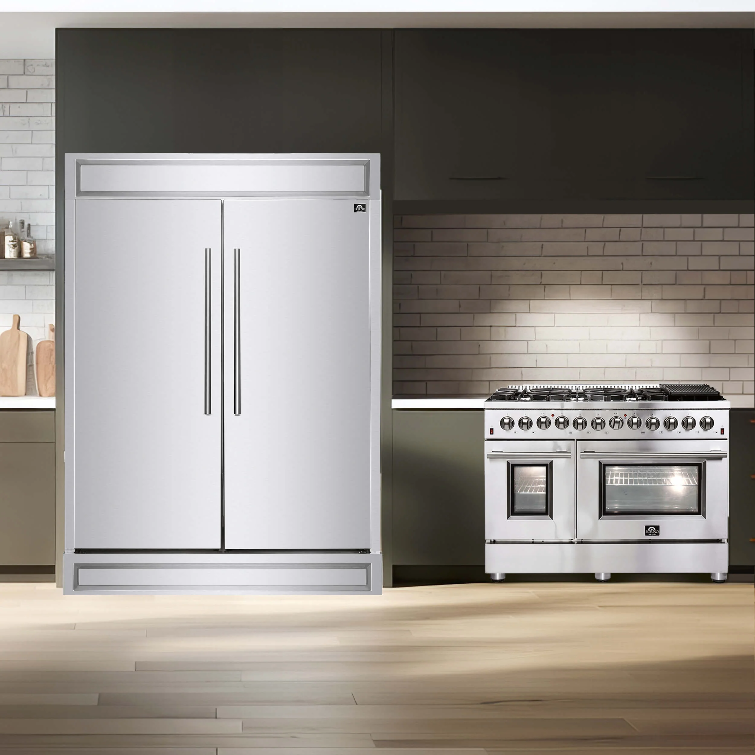 Forno 2-Piece Appliance Package - 48-Inch Dual Fuel Range and 60-Inch Built-In Refrigerator in Stainless Steel (FBDL-017-03CAUS) - Image 2