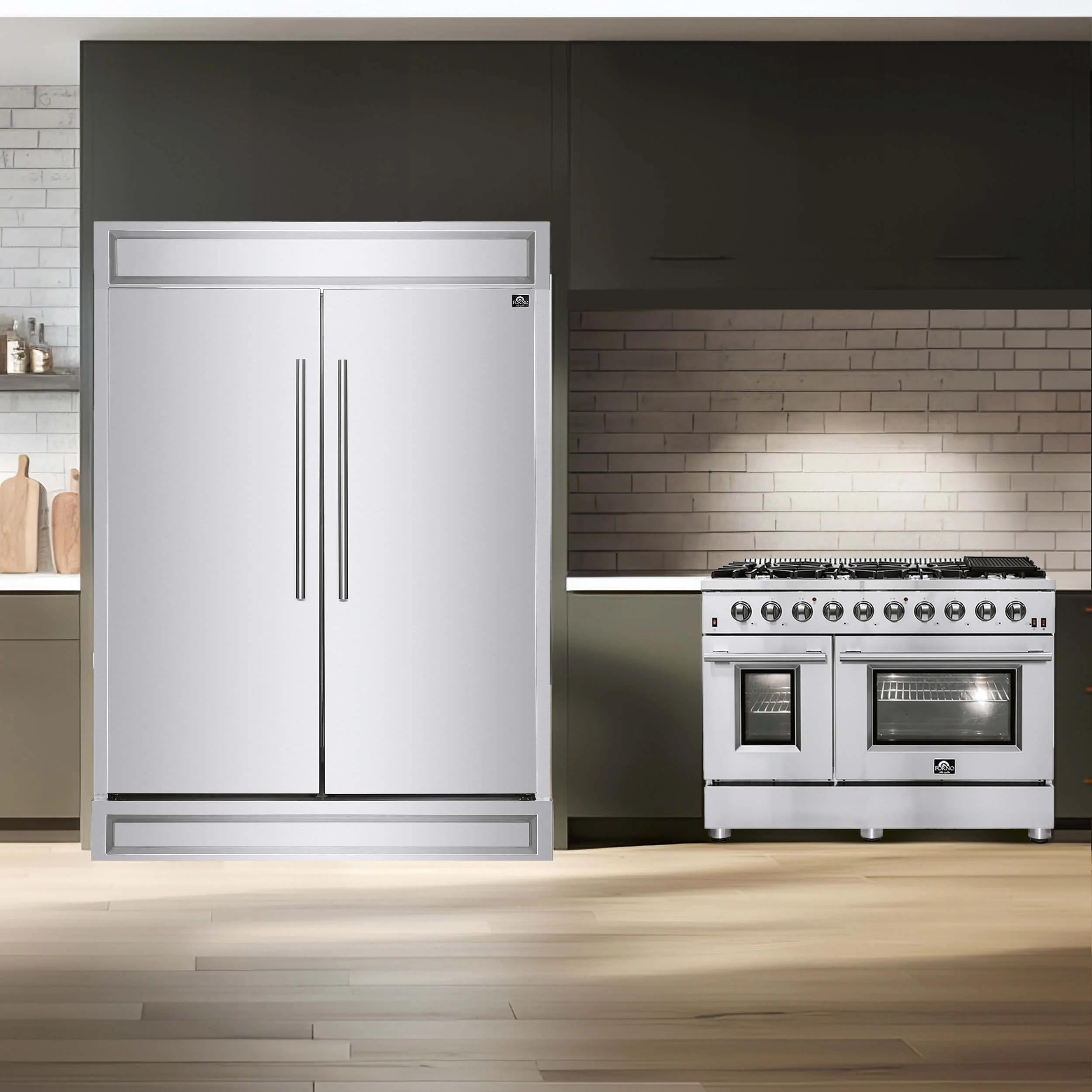 Forno 2-Piece Appliance Package - 48-Inch Gas Range and 60-Inch Built-In Refrigerator in Stainless Steel (FBDL-018-03CAUS) - Image 2