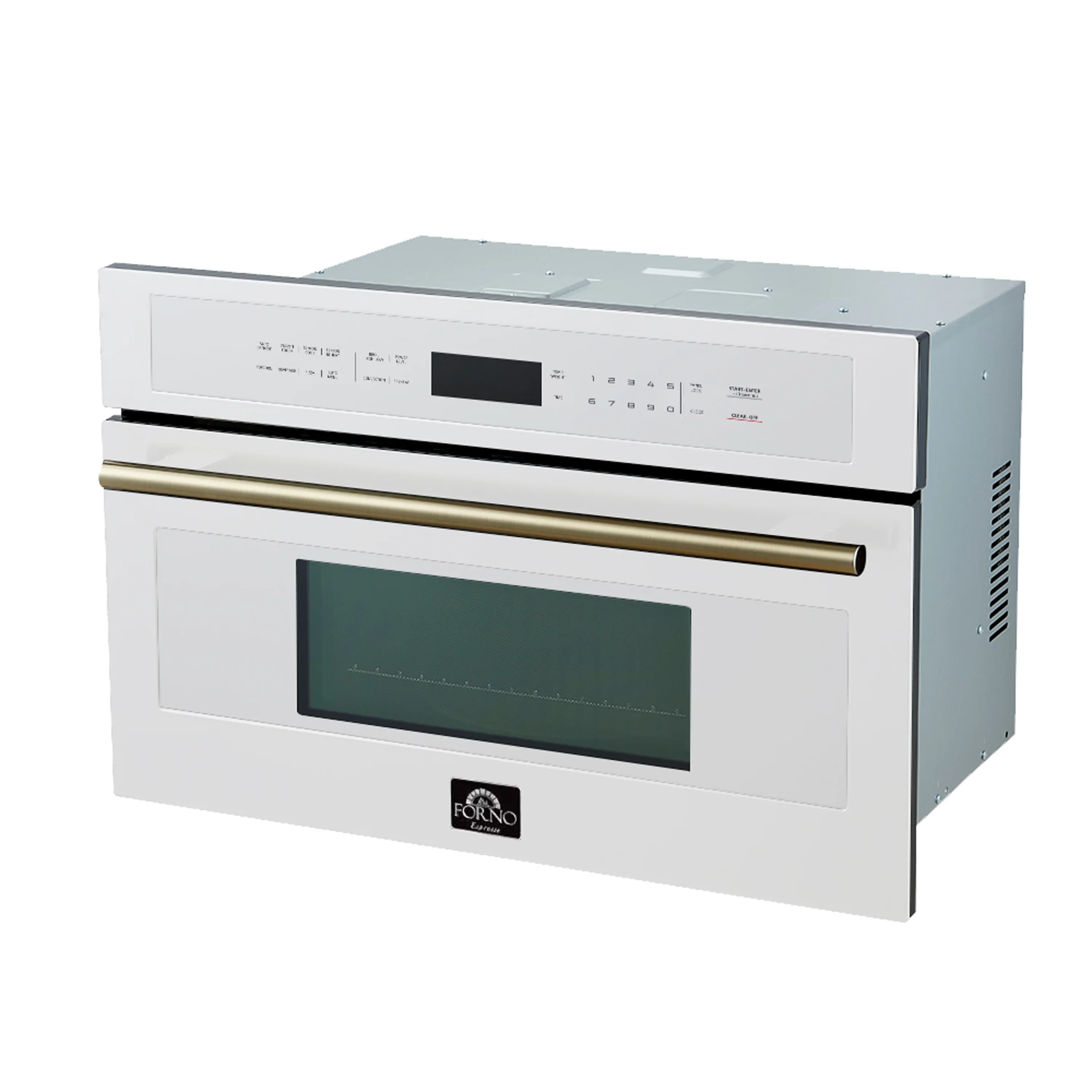 Forno 2-Piece Appliance Package - 30-Inch Vomero Double Wall Oven & 30-Inch Microwave Oven in White with Antique Brass Handle - Image 11