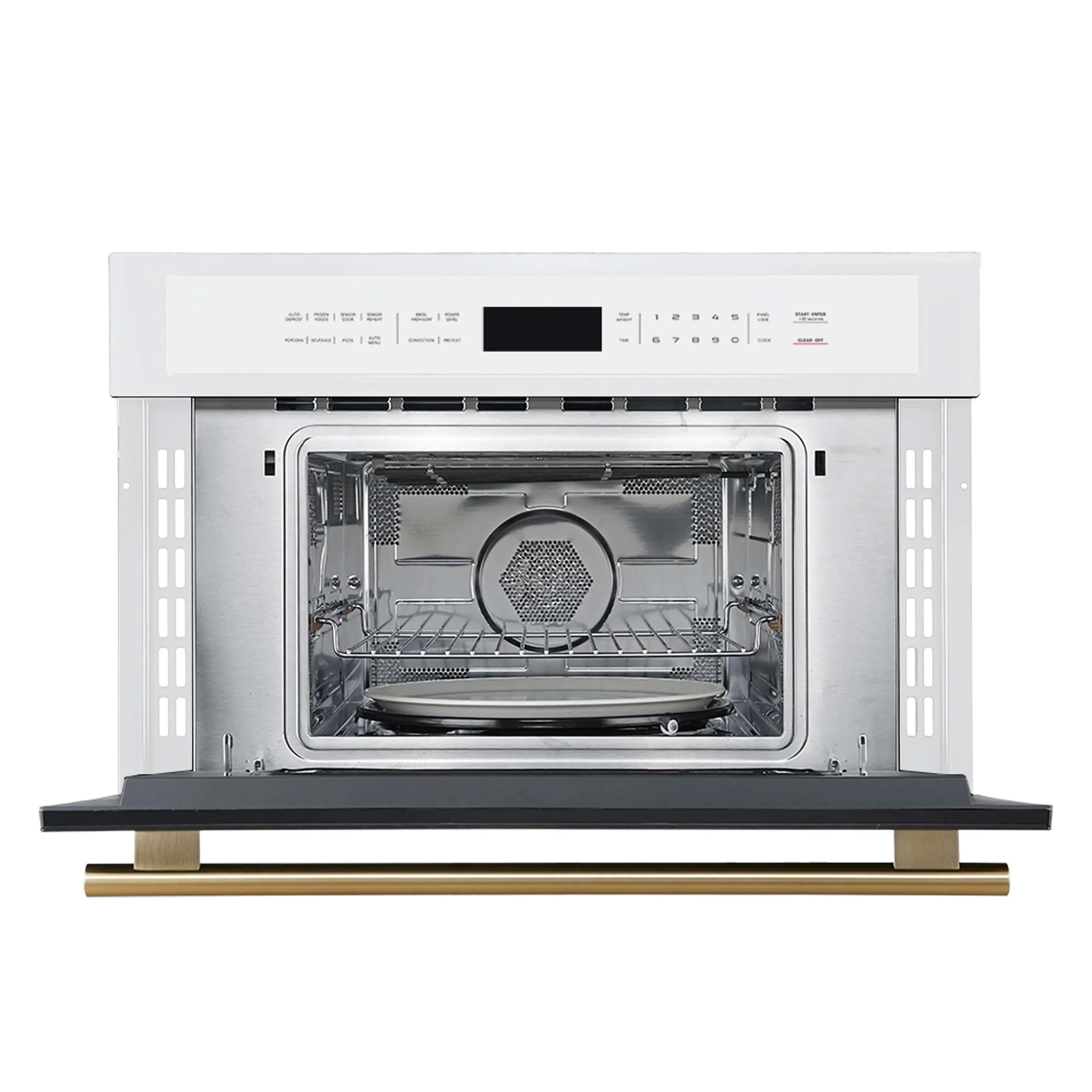 Forno 2-Piece Appliance Package - 30-Inch Vomero Double Wall Oven & 30-Inch Microwave Oven in White with Antique Brass Handle - Image 12