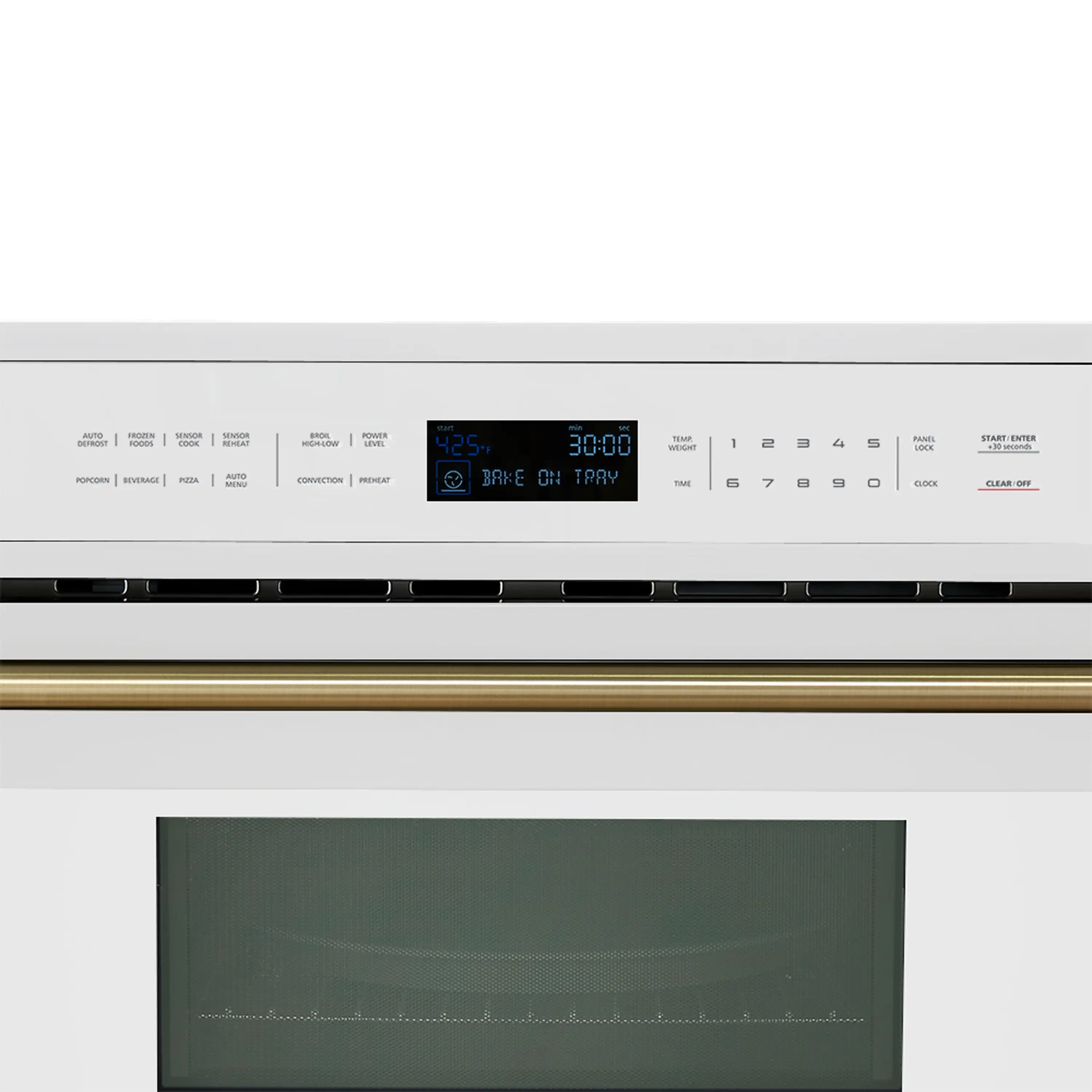 Forno 2-Piece Appliance Package - 30-Inch Vomero Double Wall Oven & 30-Inch Microwave Oven in White with Antique Brass Handle - Image 13