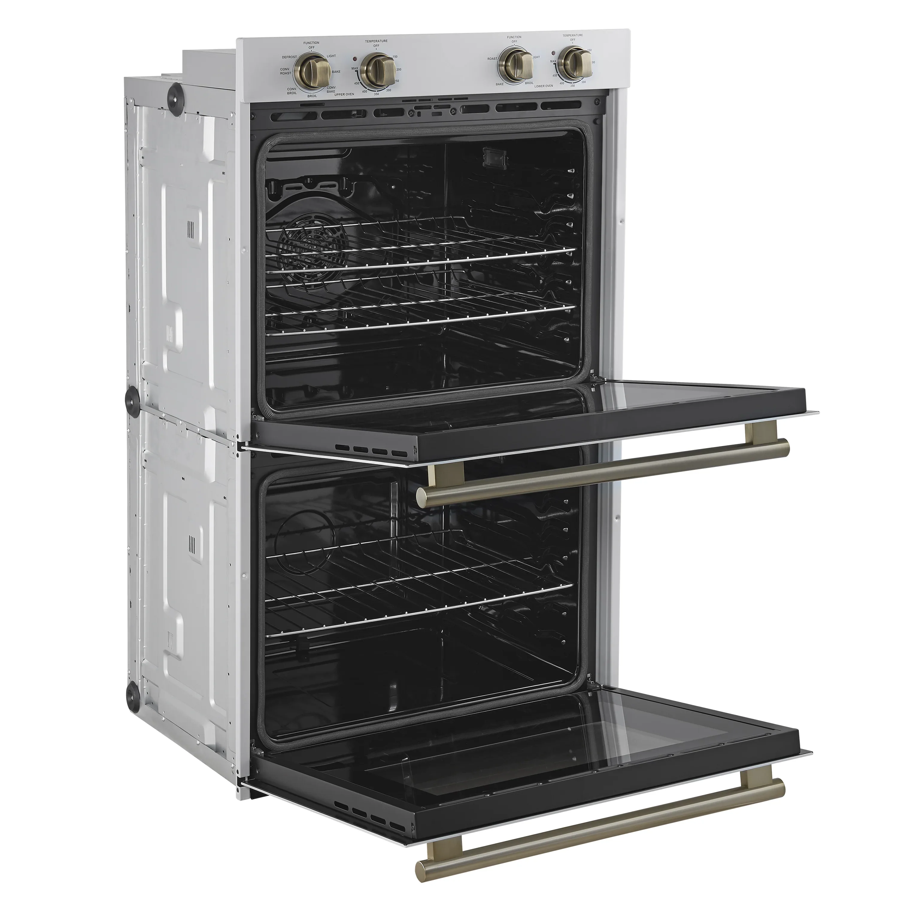 Forno 2-Piece Appliance Package - 30-Inch Vomero Double Wall Oven & 30-Inch Microwave Oven in White with Antique Brass Handle - Image 6