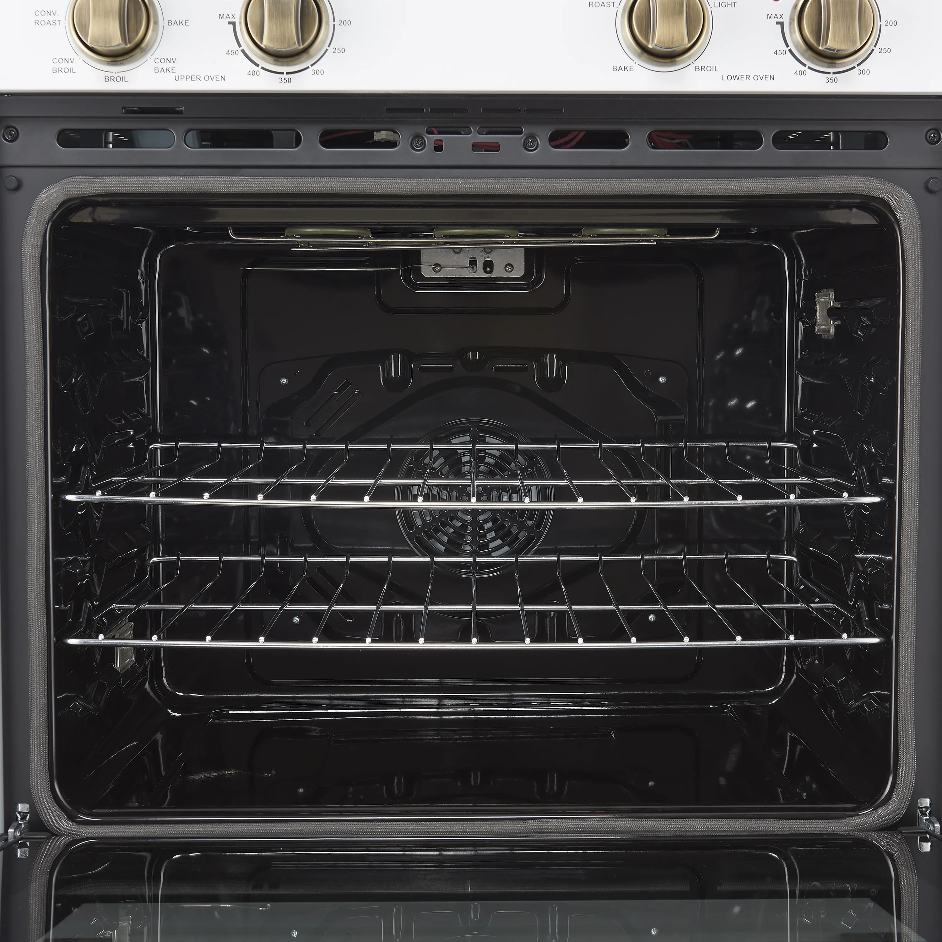Forno 2-Piece Appliance Package - 30-Inch Vomero Double Wall Oven & 30-Inch Microwave Oven in White with Antique Brass Handle - Image 8