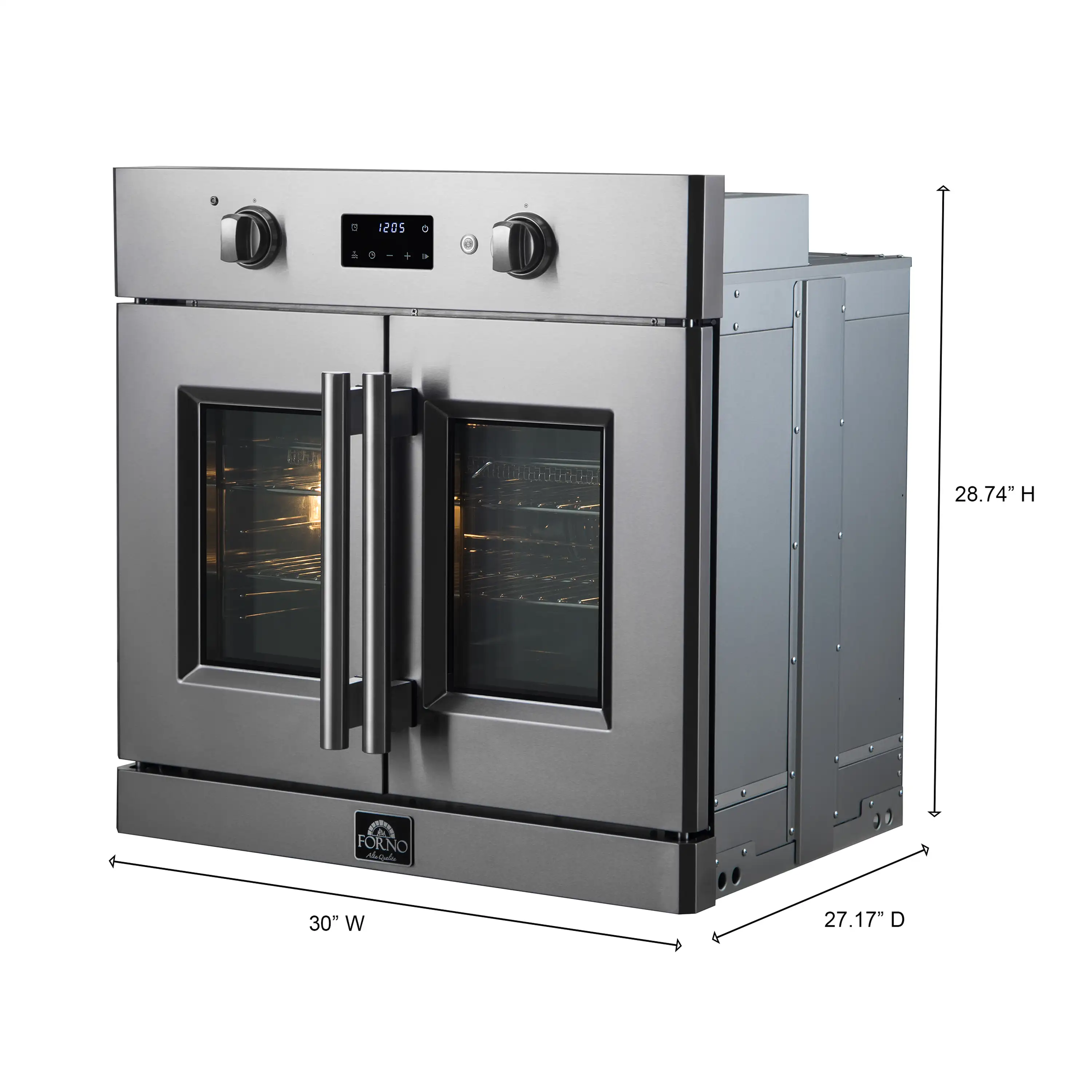 Forno 2-Piece Appliance Package - 30-Inch Asti French Door Electric Wall Oven & 30-Inch Microwave Oven in Stainless Steel - Image 4