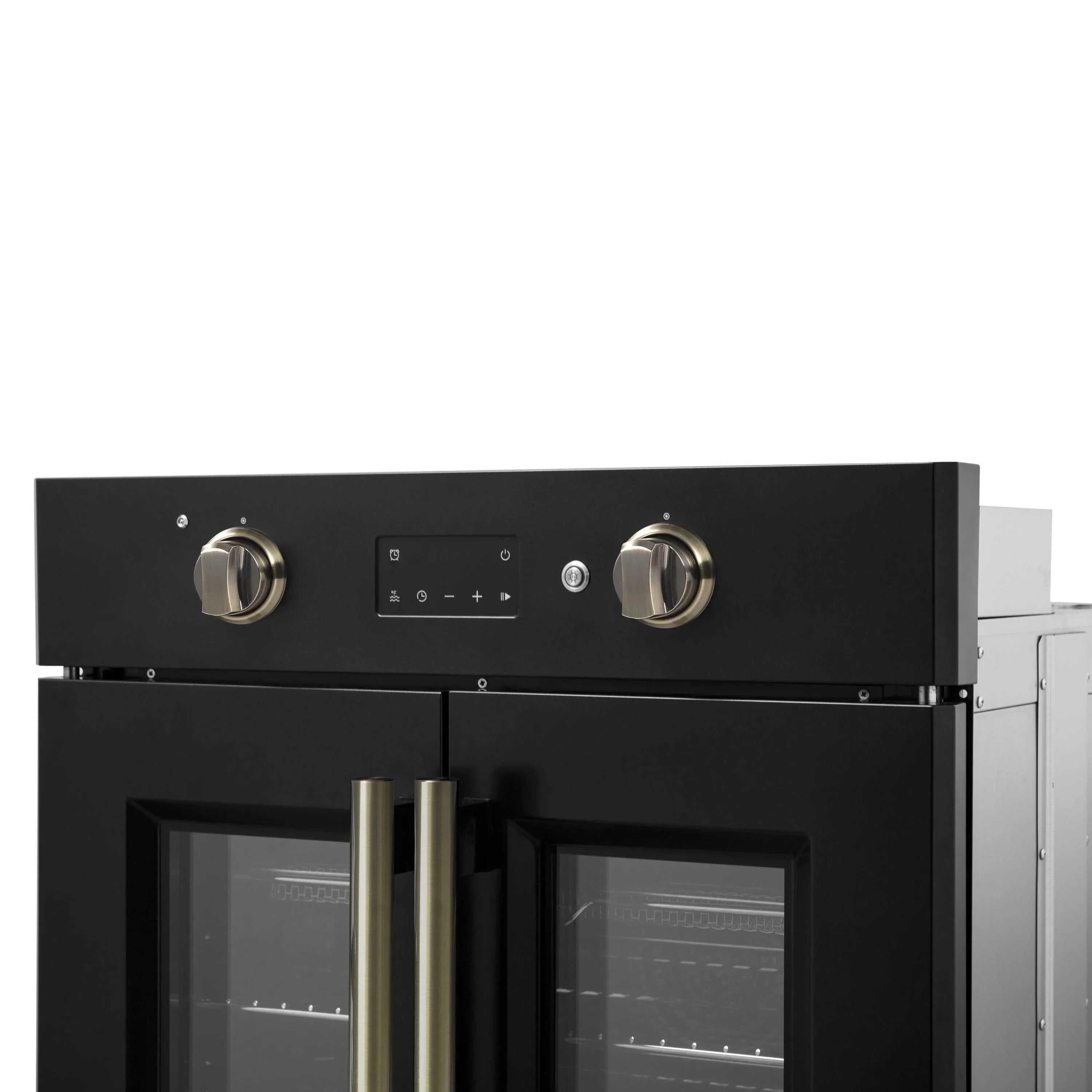 Forno 2-Piece Appliance Package - 30-Inch Asti French Door Electric Wall Oven & 30-Inch Microwave Oven in Black with Antique Brass Handle - Image 10