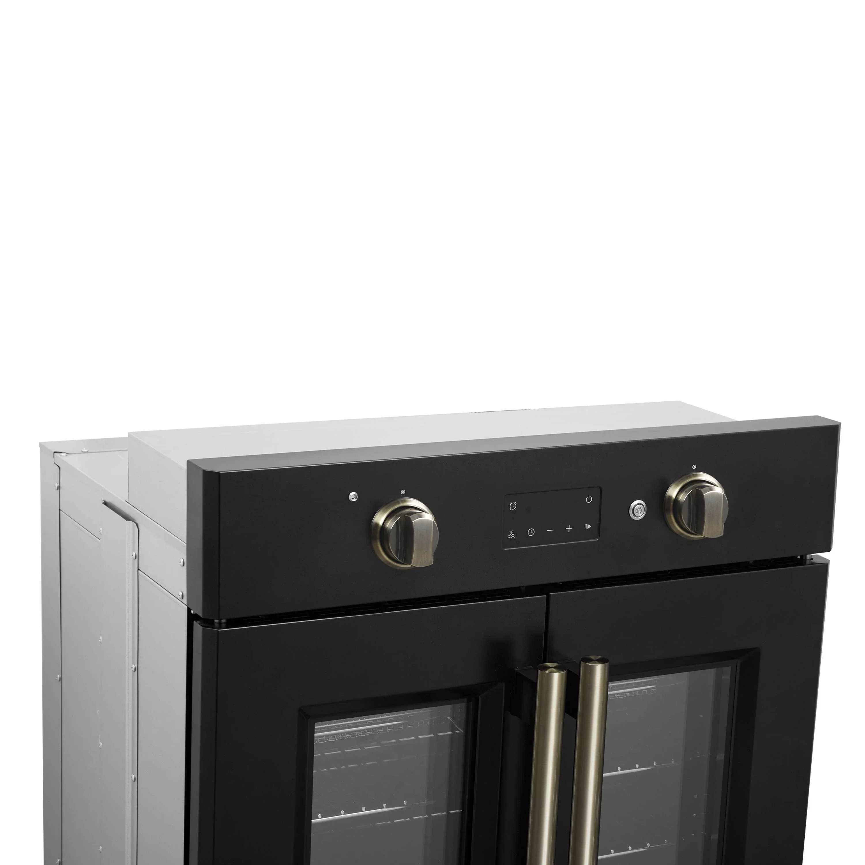 Forno 2-Piece Appliance Package - 30-Inch Asti French Door Electric Wall Oven & 30-Inch Microwave Oven in Black with Antique Brass Handle - Image 12