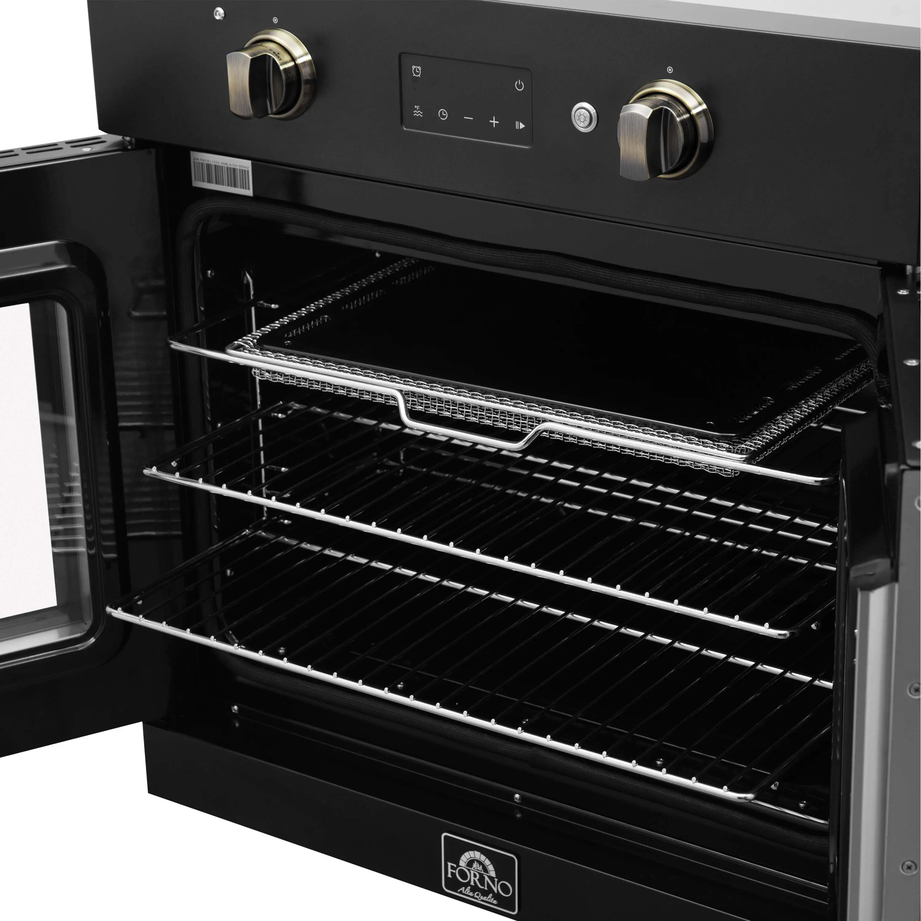 Forno 2-Piece Appliance Package - 30-Inch Asti French Door Electric Wall Oven & 30-Inch Microwave Oven in Black with Antique Brass Handle - Image 8