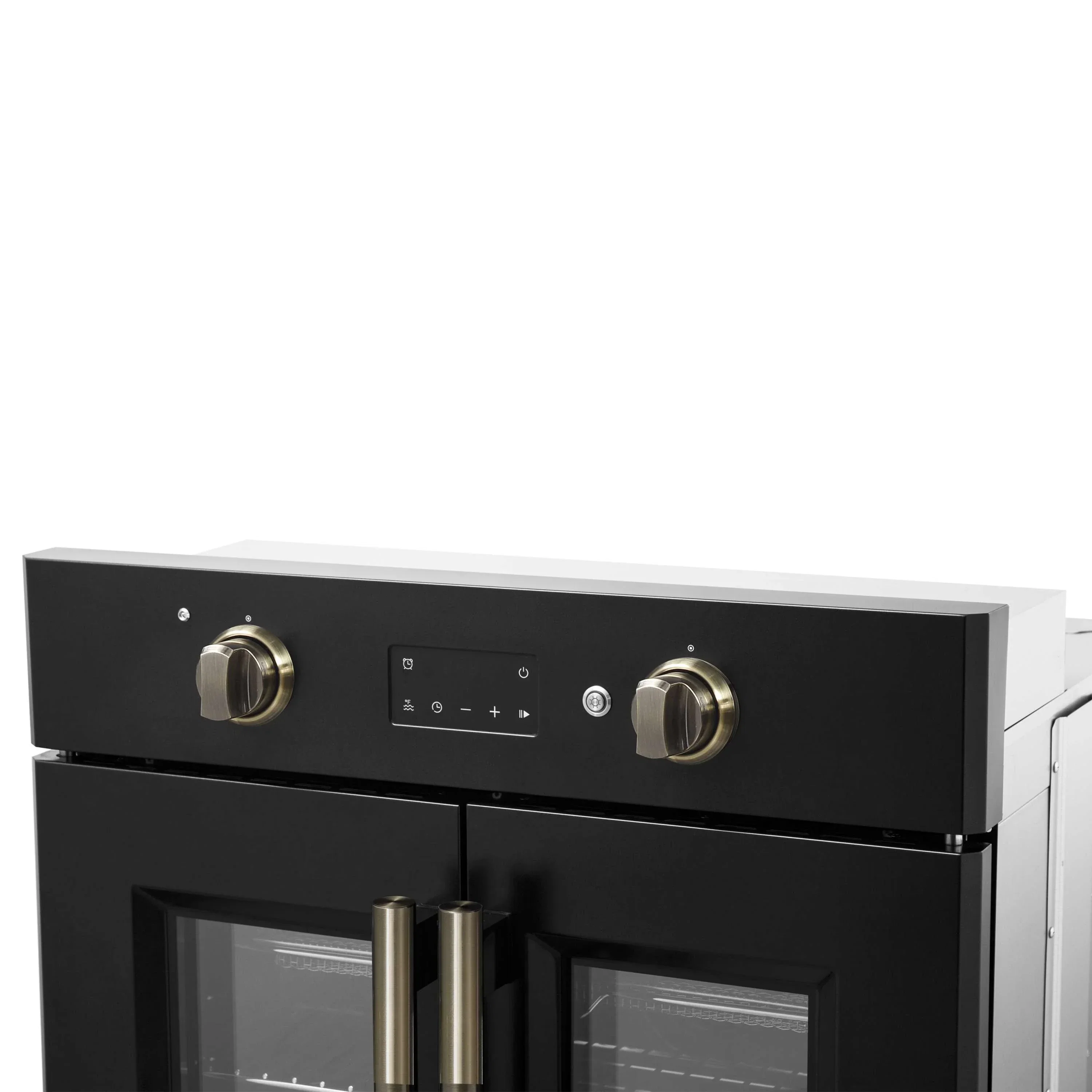 Forno 2-Piece Appliance Package - 30-Inch Asti French Door Electric Wall Oven & 30-Inch Microwave Oven in Black with Antique Brass Handle - Image 9