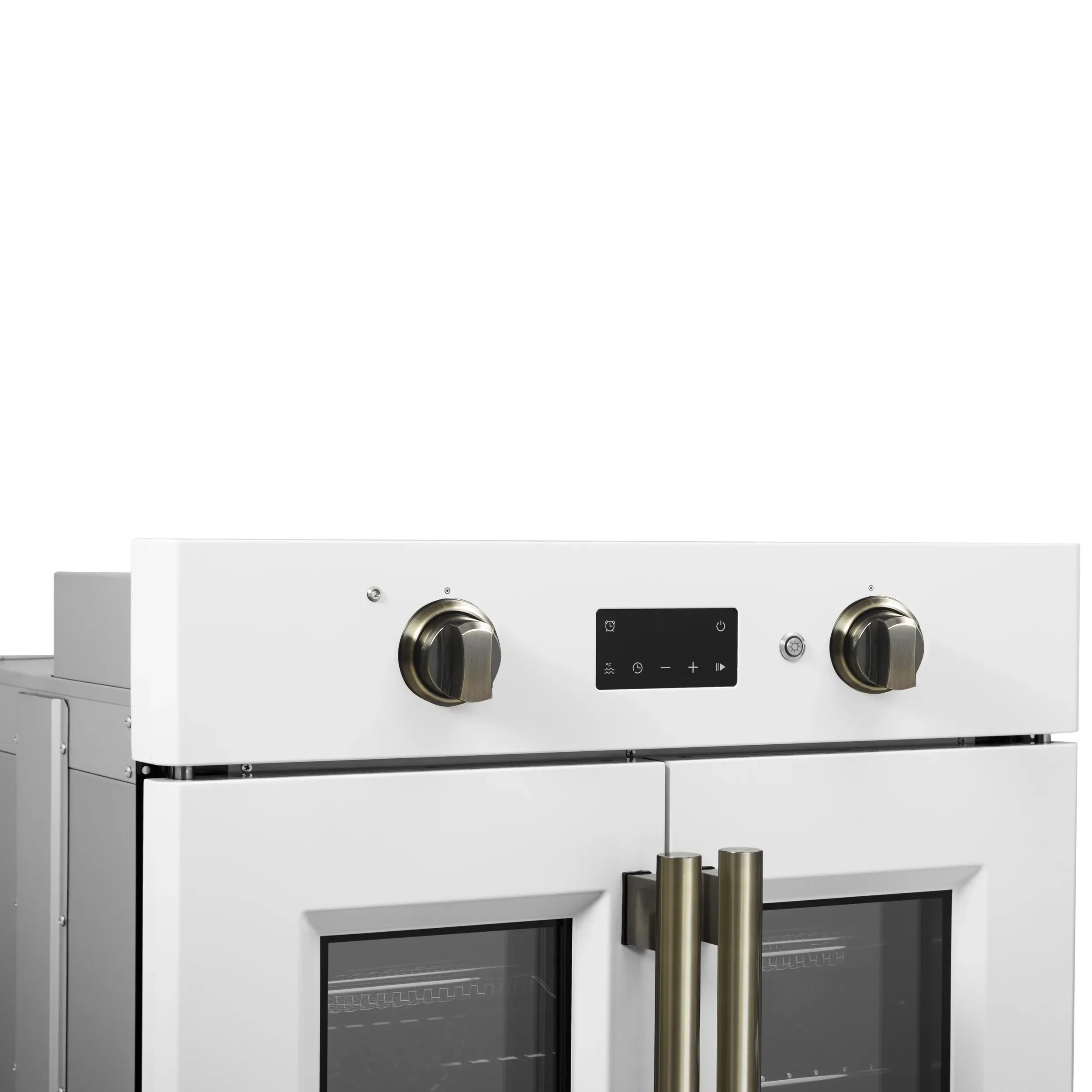 Forno 2-Piece Appliance Package - 30-Inch Asti French Door Electric Wall Oven & 30-Inch Microwave Oven in White with Antique Brass Handle - Image 12