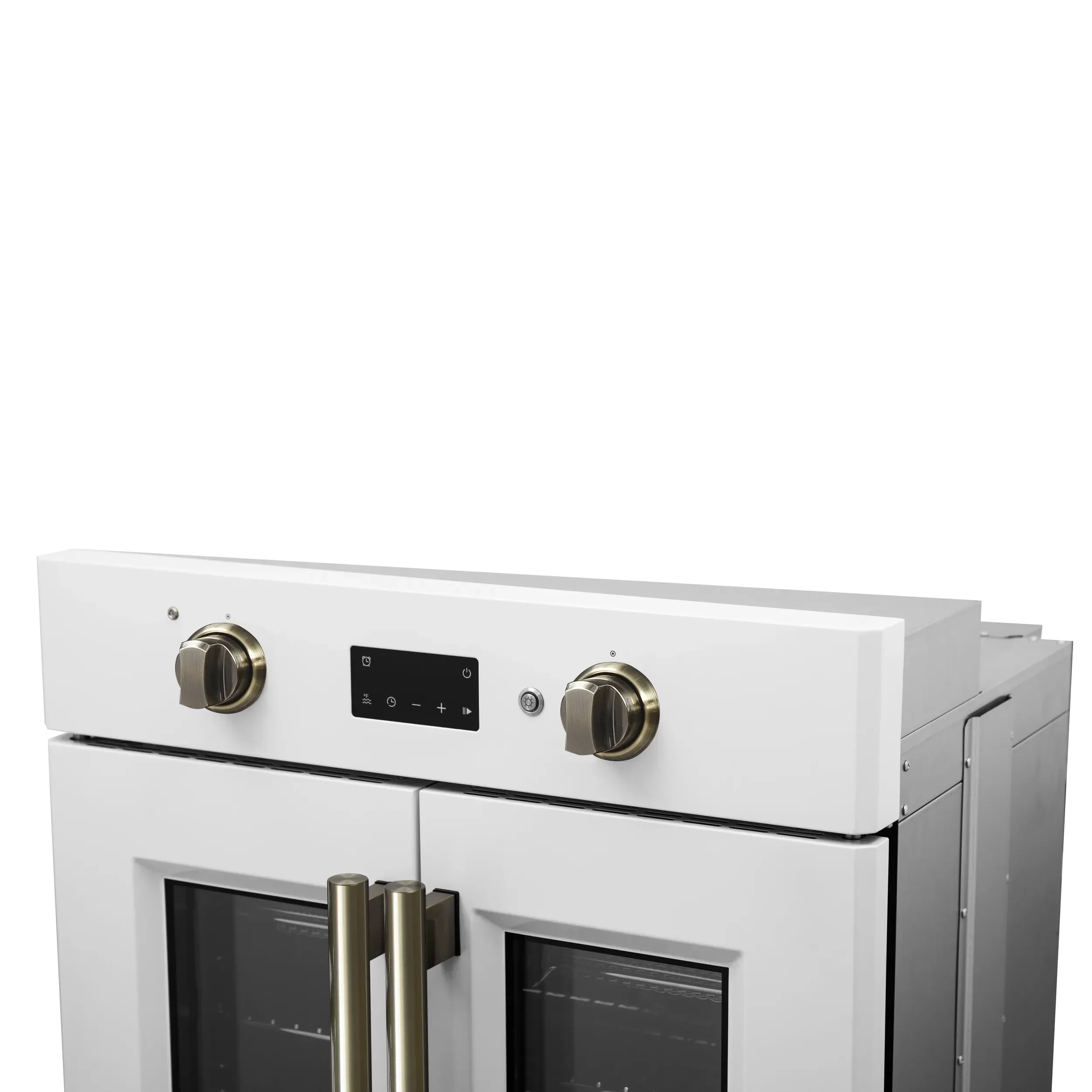 Forno 2-Piece Appliance Package - 30-Inch Asti French Door Electric Wall Oven & 30-Inch Microwave Oven in White with Antique Brass Handle - Image 14