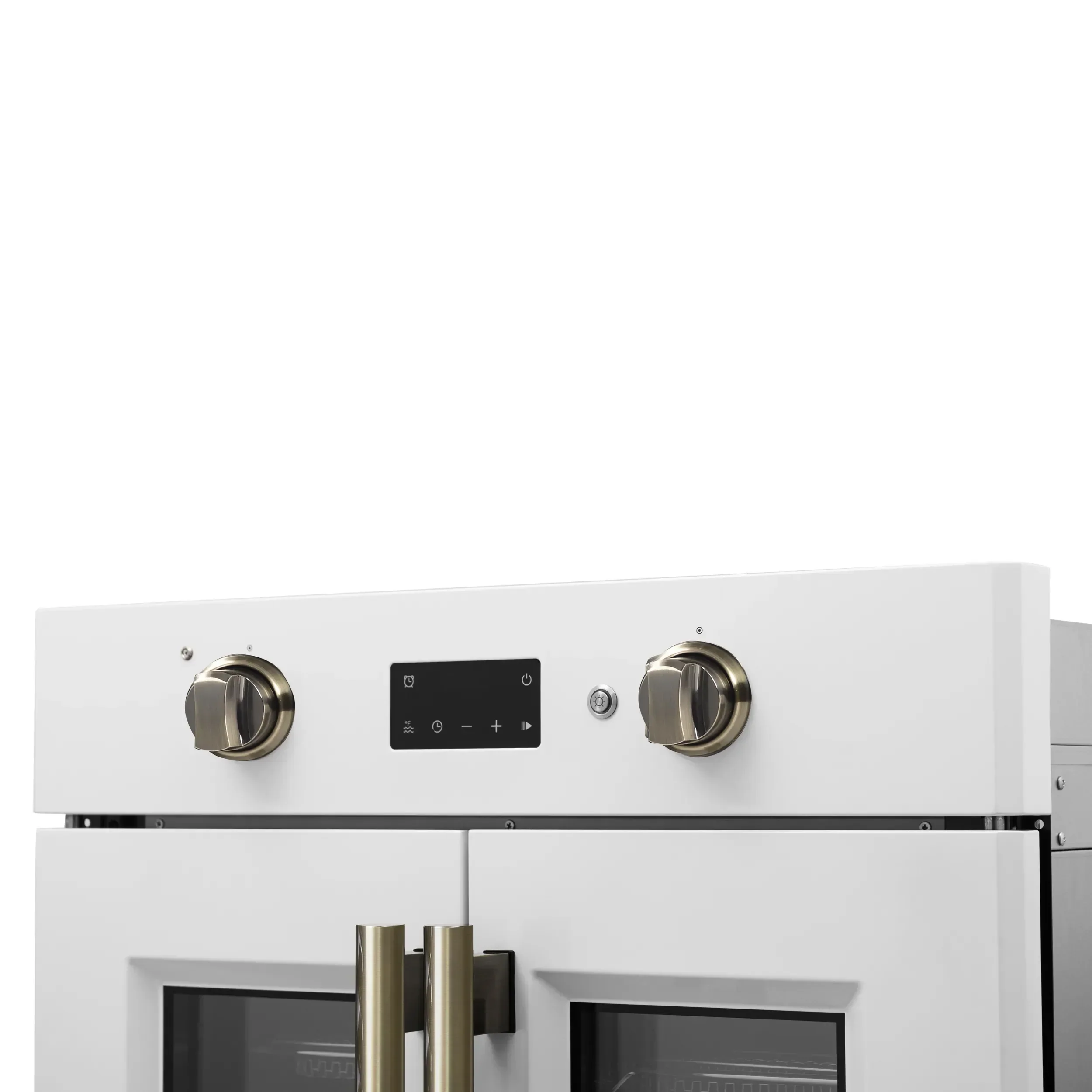 Forno 2-Piece Appliance Package - 30-Inch Asti French Door Electric Wall Oven & 30-Inch Microwave Oven in White with Antique Brass Handle - Image 15