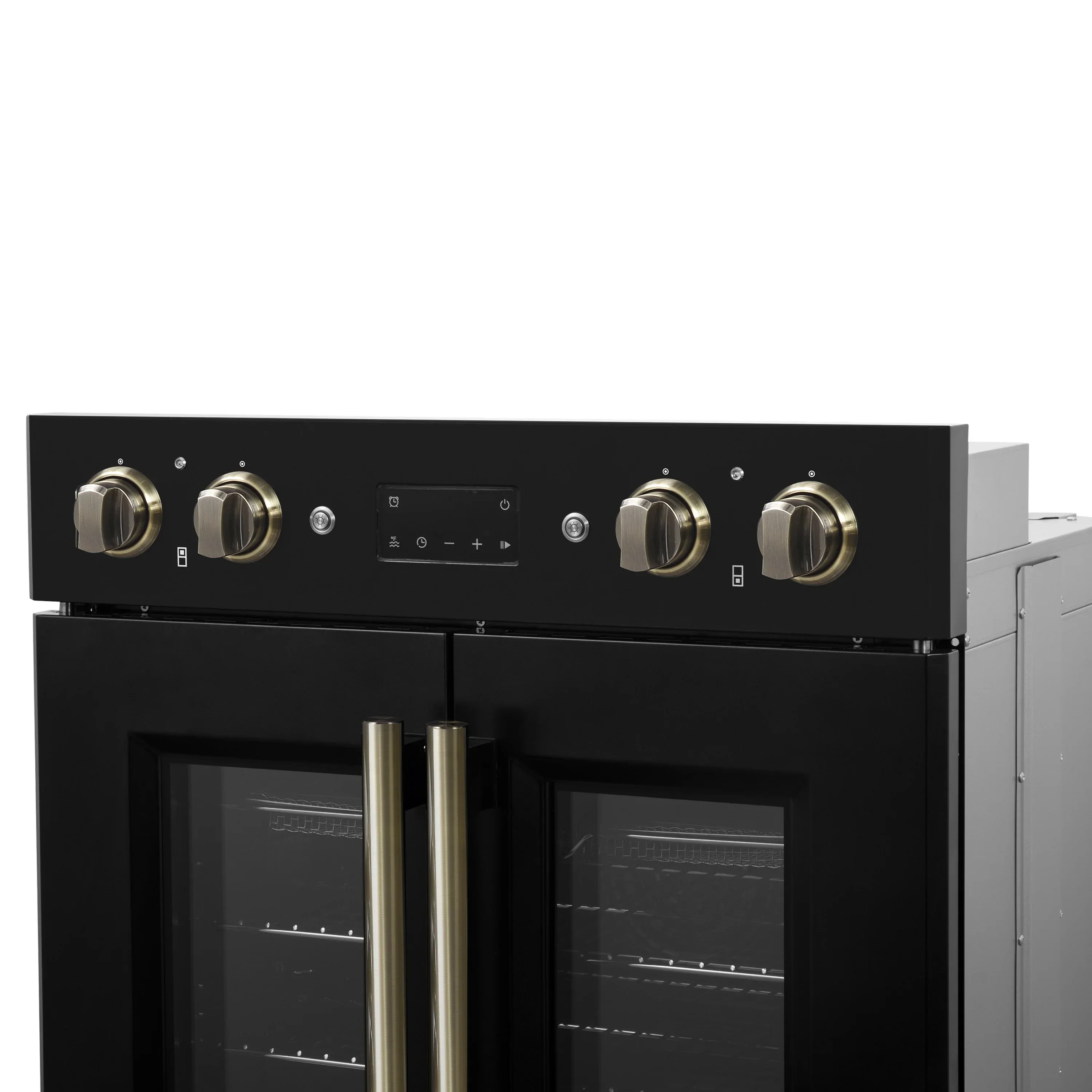 Forno 2-Piece Appliance Package - 30-Inch Asti French Door Double Electric Wall Oven & 30-Inch Microwave Oven in Black with Antique Brass Handle - Image 11