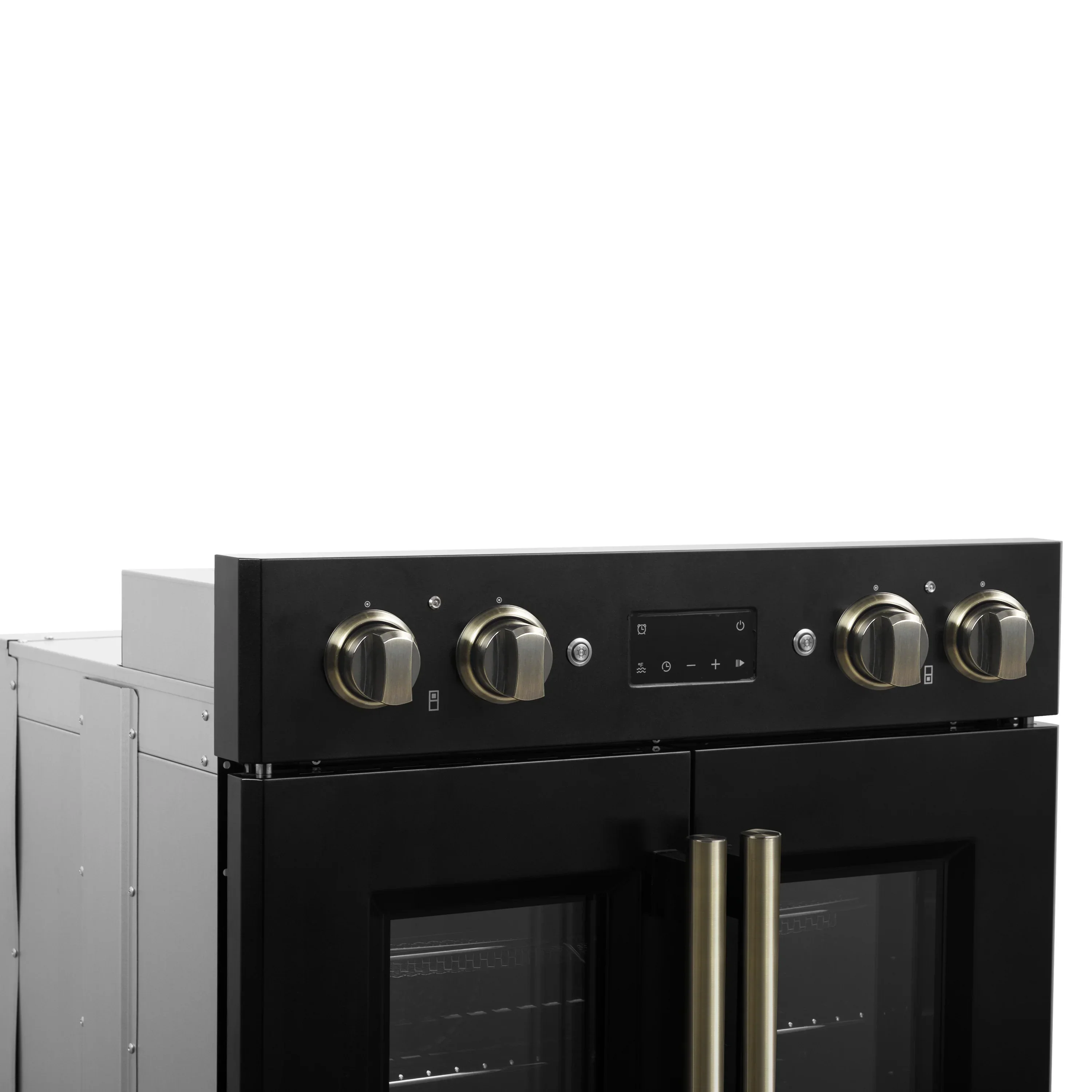 Forno 2-Piece Appliance Package - 30-Inch Asti French Door Double Electric Wall Oven & 30-Inch Microwave Oven in Black with Antique Brass Handle - Image 8