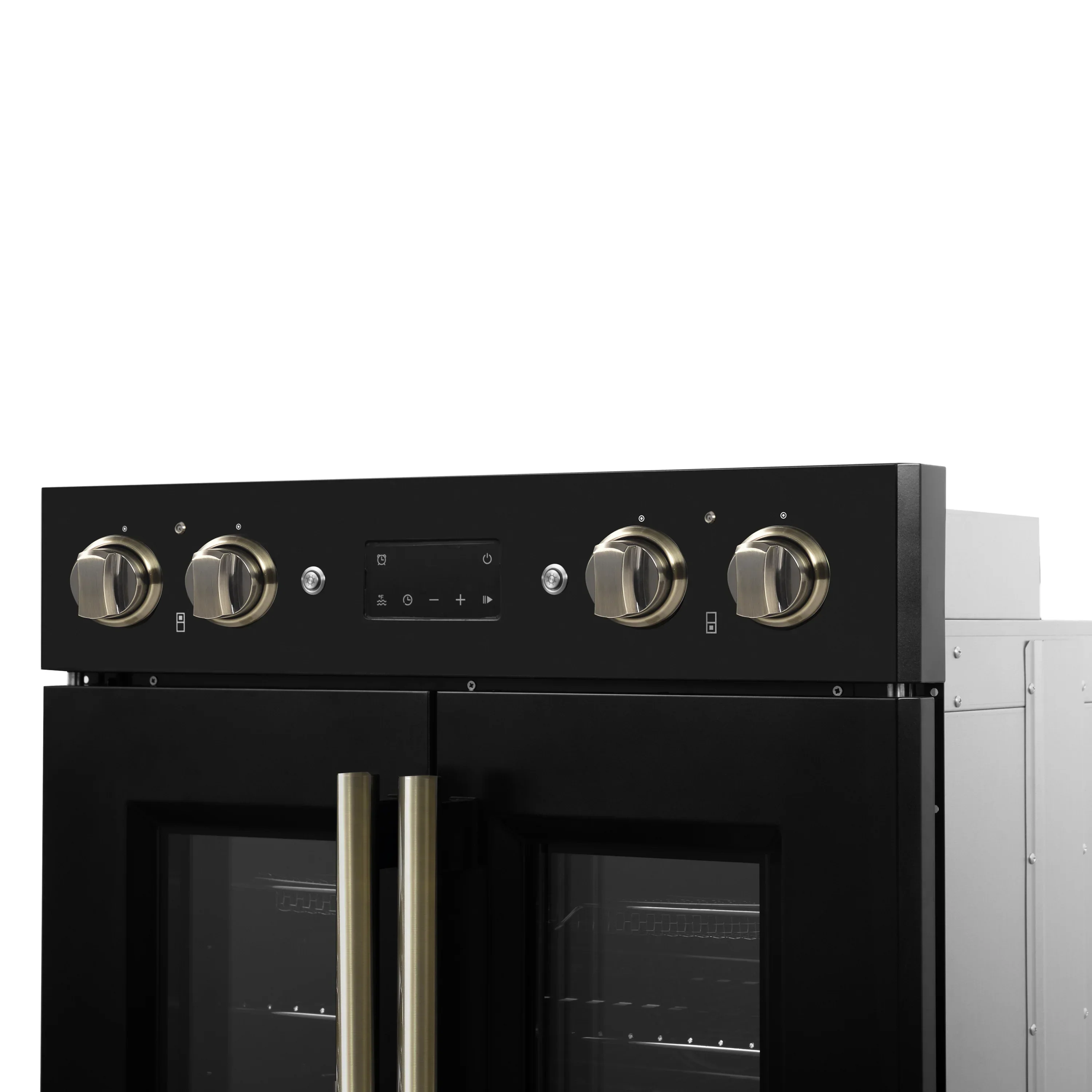 Forno 2-Piece Appliance Package - 30-Inch Asti French Door Double Electric Wall Oven & 30-Inch Microwave Oven in Black with Antique Brass Handle - Image 9