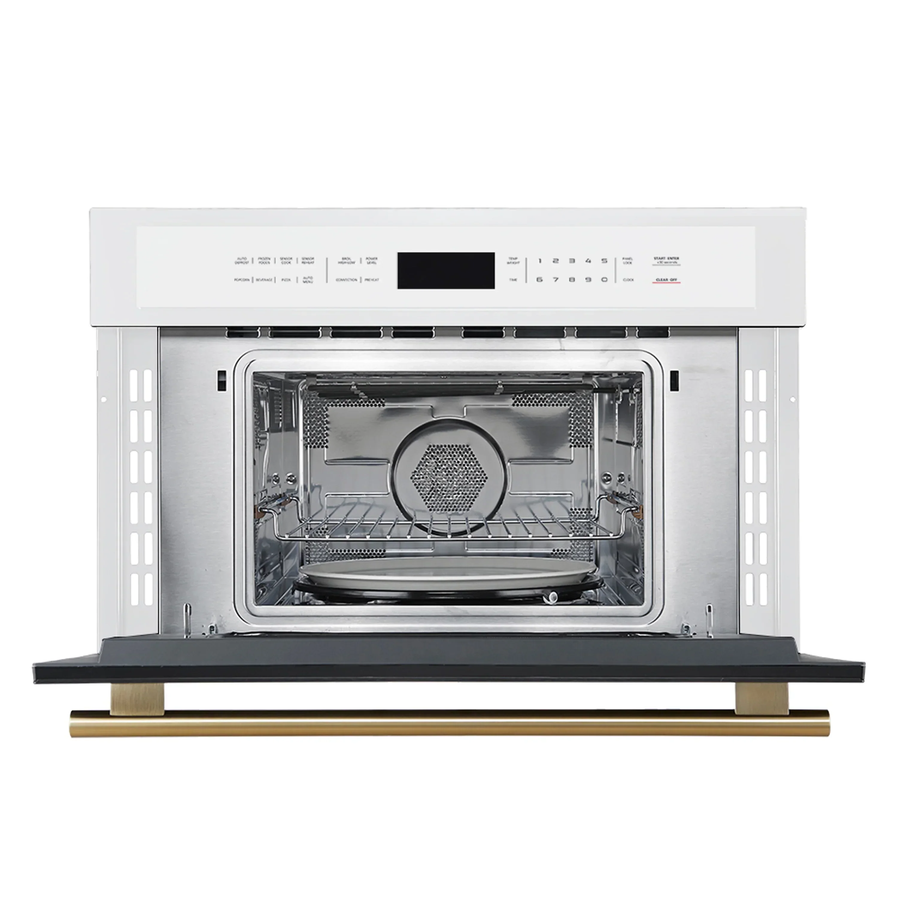 Forno 2-Piece Appliance Package - 30-Inch Asti French Door Double Electric Wall Oven & 30-Inch Microwave Oven in White with Antique Brass Handle - Image 24