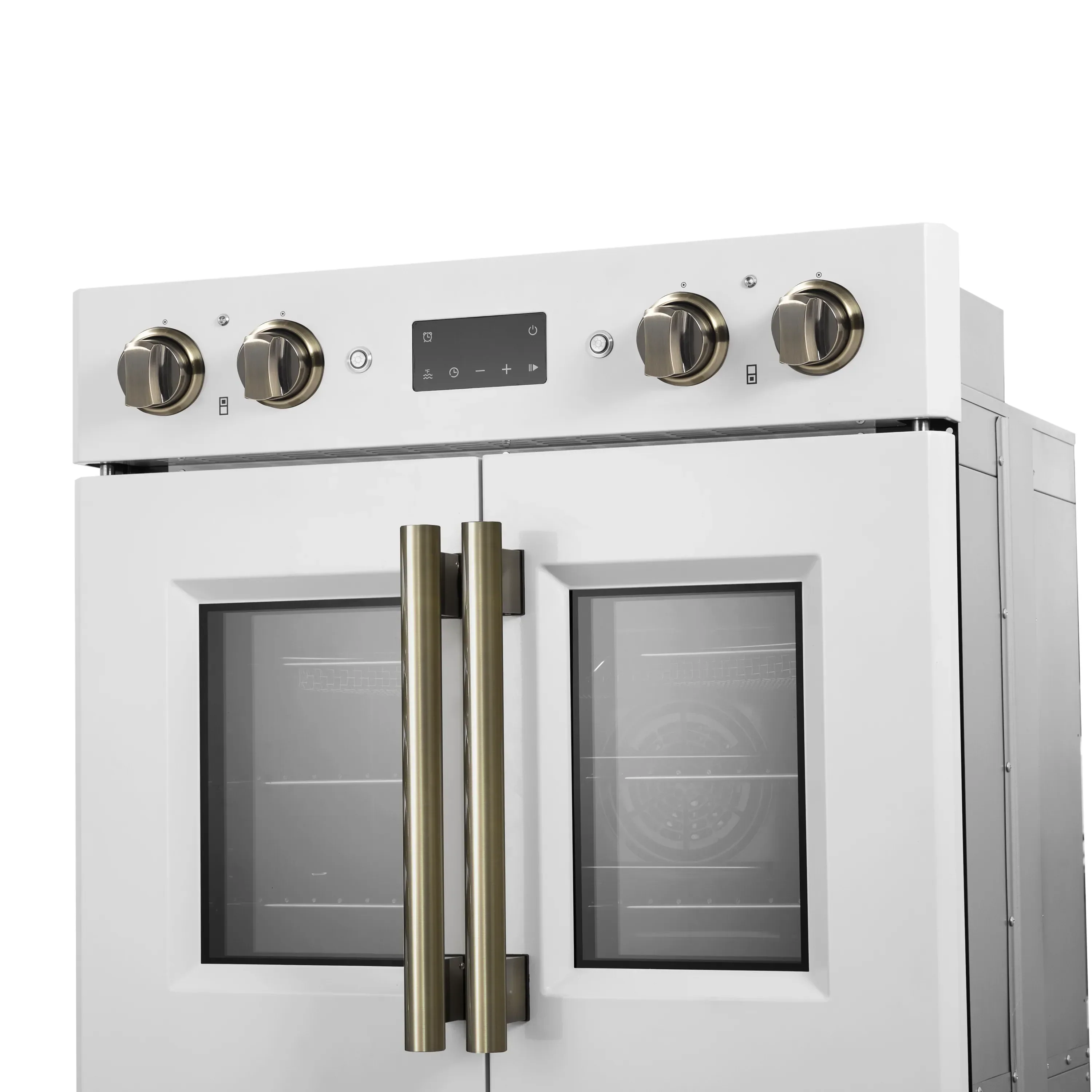 Forno 2-Piece Appliance Package - 30-Inch Asti French Door Double Electric Wall Oven & 30-Inch Microwave Oven in White with Antique Brass Handle - Image 6