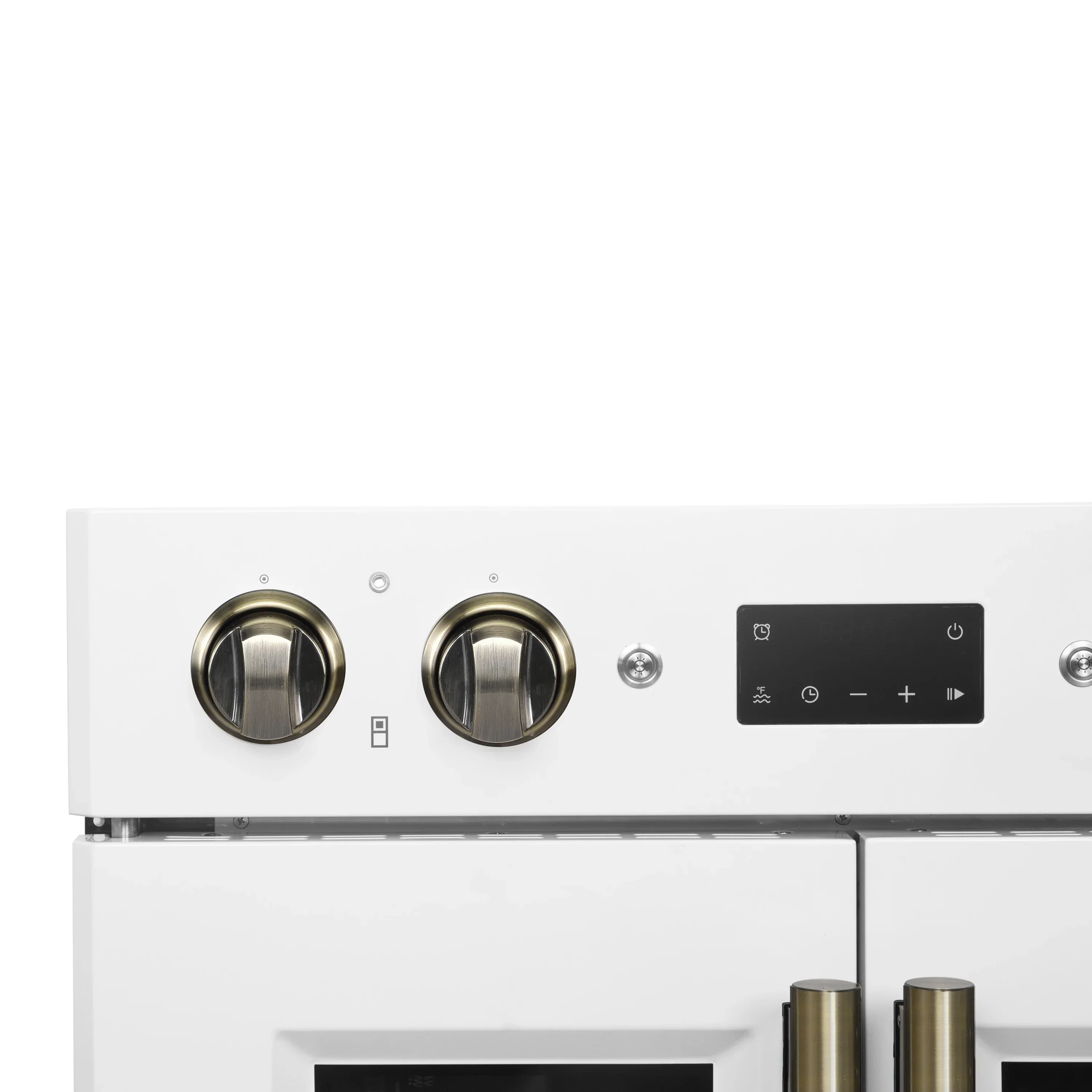 Forno 2-Piece Appliance Package - 30-Inch Asti French Door Double Electric Wall Oven & 30-Inch Microwave Oven in White with Antique Brass Handle - Image 8