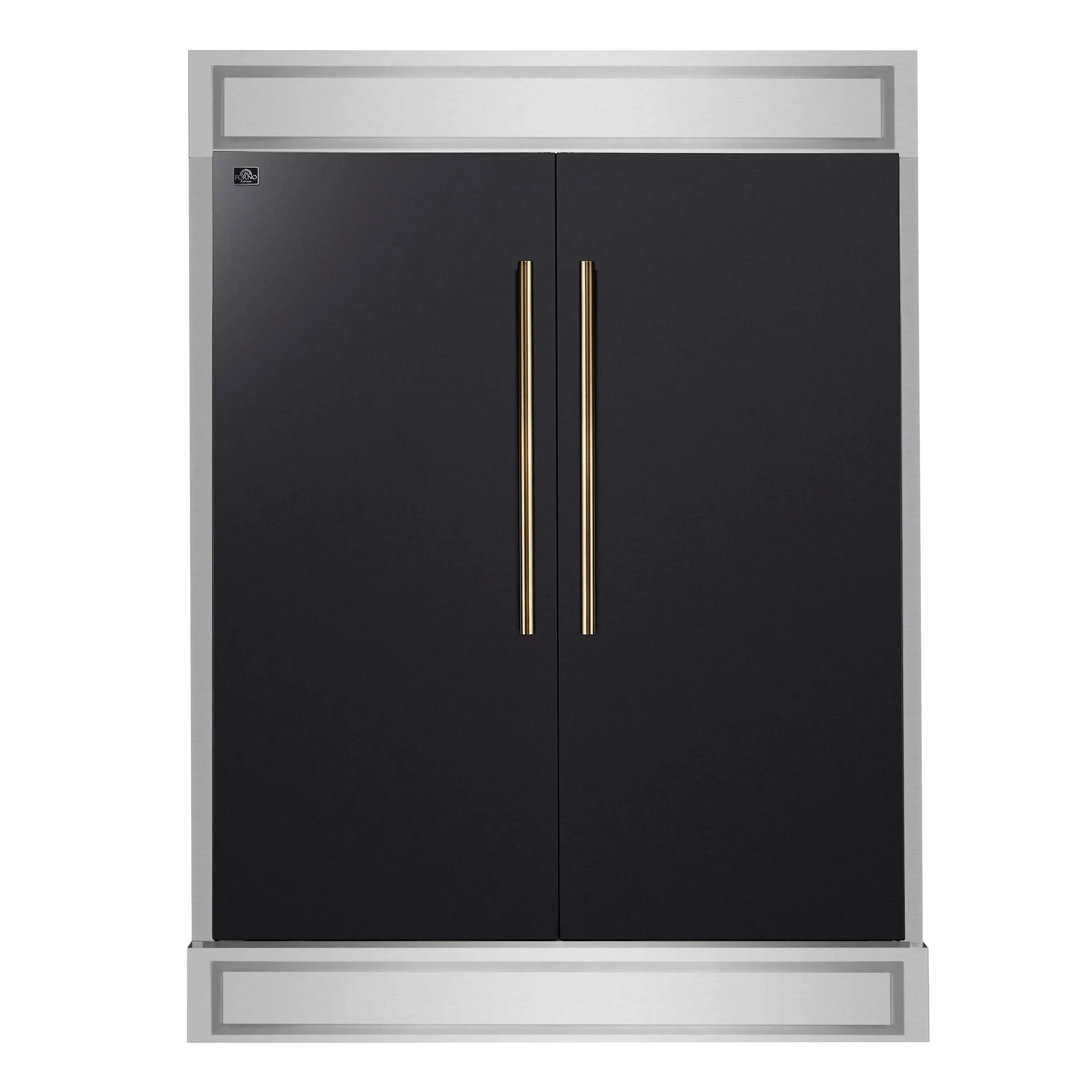 Forno 3-Piece Appliance Package - 30-Inch Electric Range, Wall Mount Range Hood, and 60-Inch Refrigerator in Black with Antique Brass Handle - Image 15