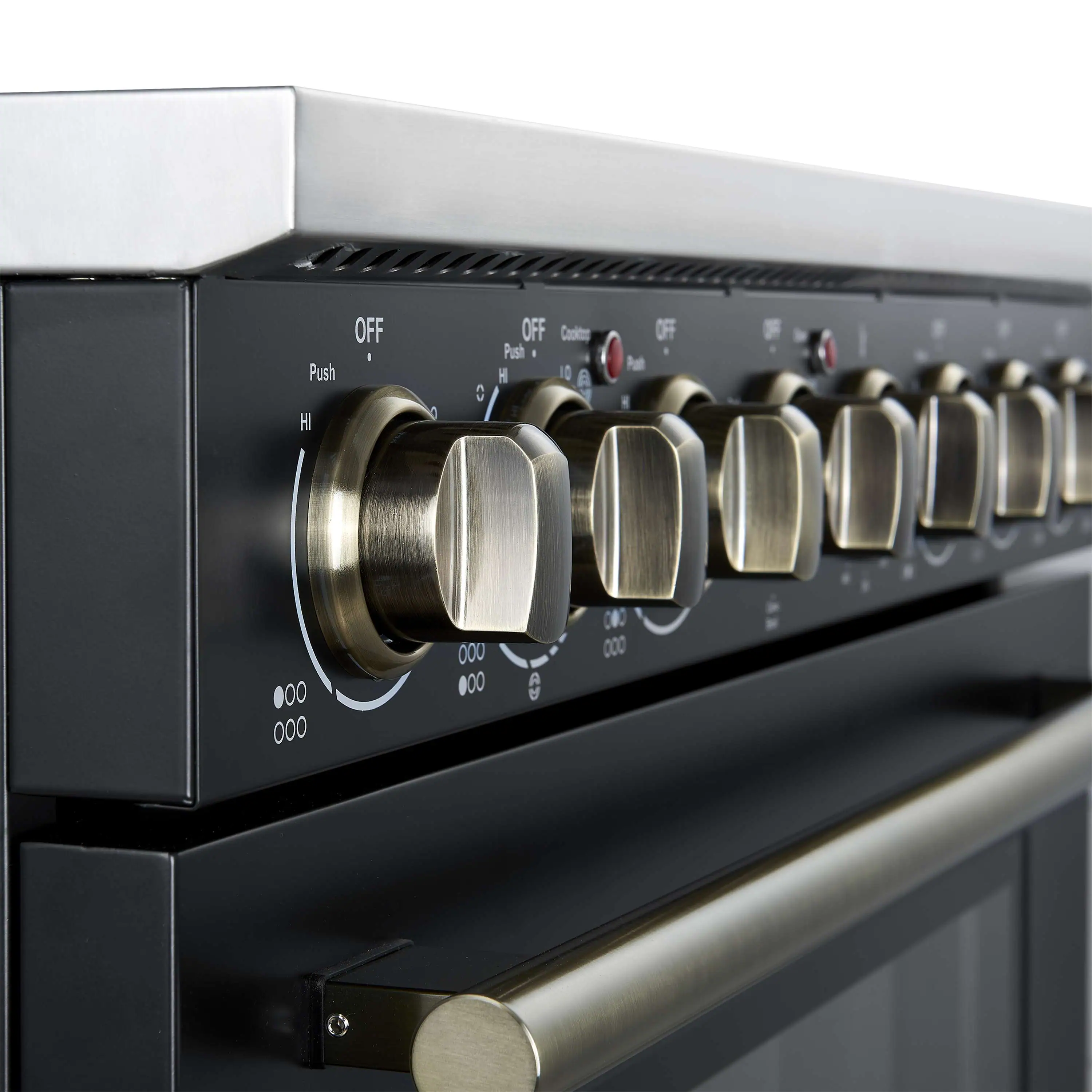 Forno 3-Piece Appliance Package - 36-Inch Electric Range, Wall Mount Range Hood, and 60-Inch Refrigerator in Black with Antique Brass Handle - Image 12