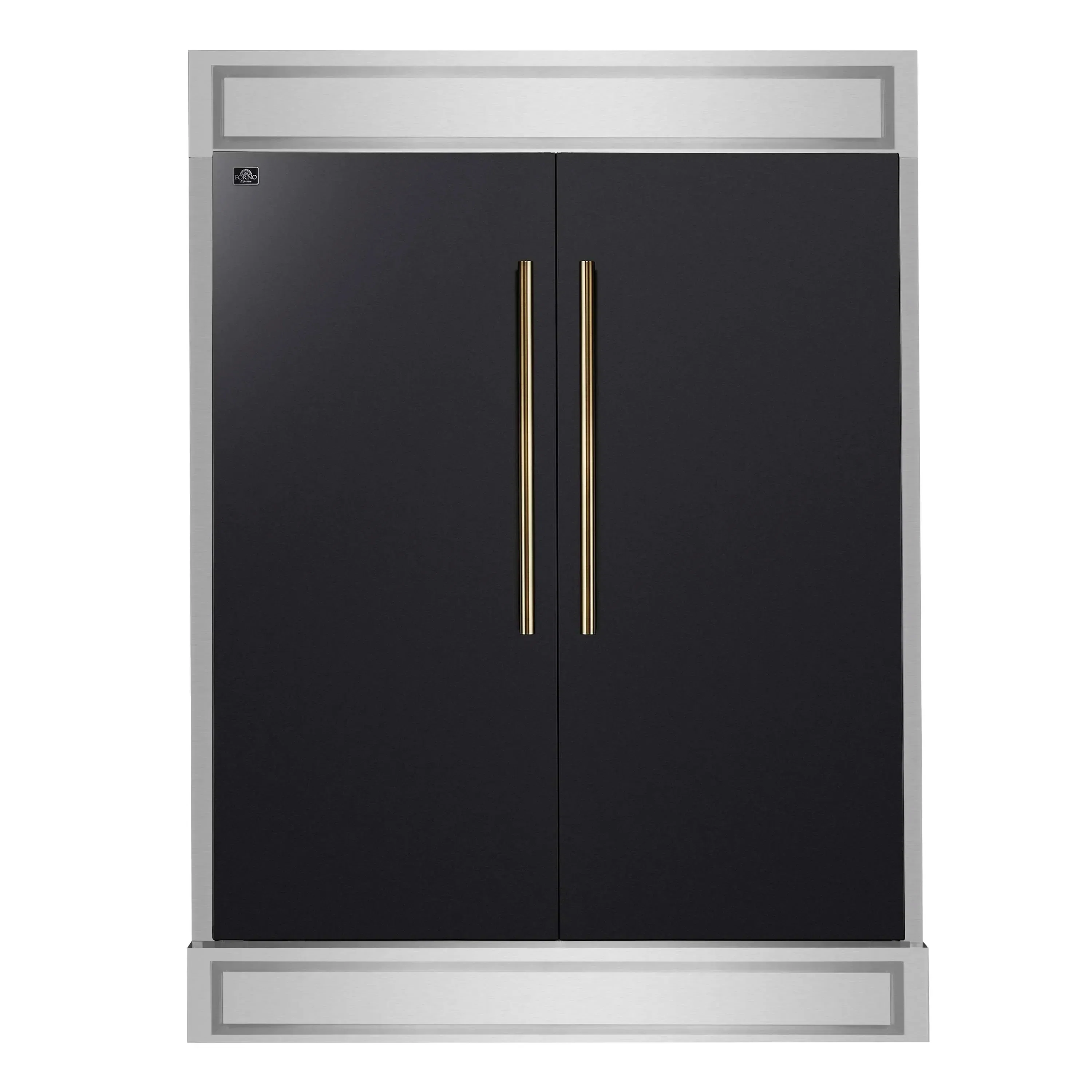 Forno 3-Piece Appliance Package - 36-Inch Gas Range, 60-Inch Convertible Refrigerator with Modern Trim, and Dishwasher in Black with Antique Brass Handle - Image 12