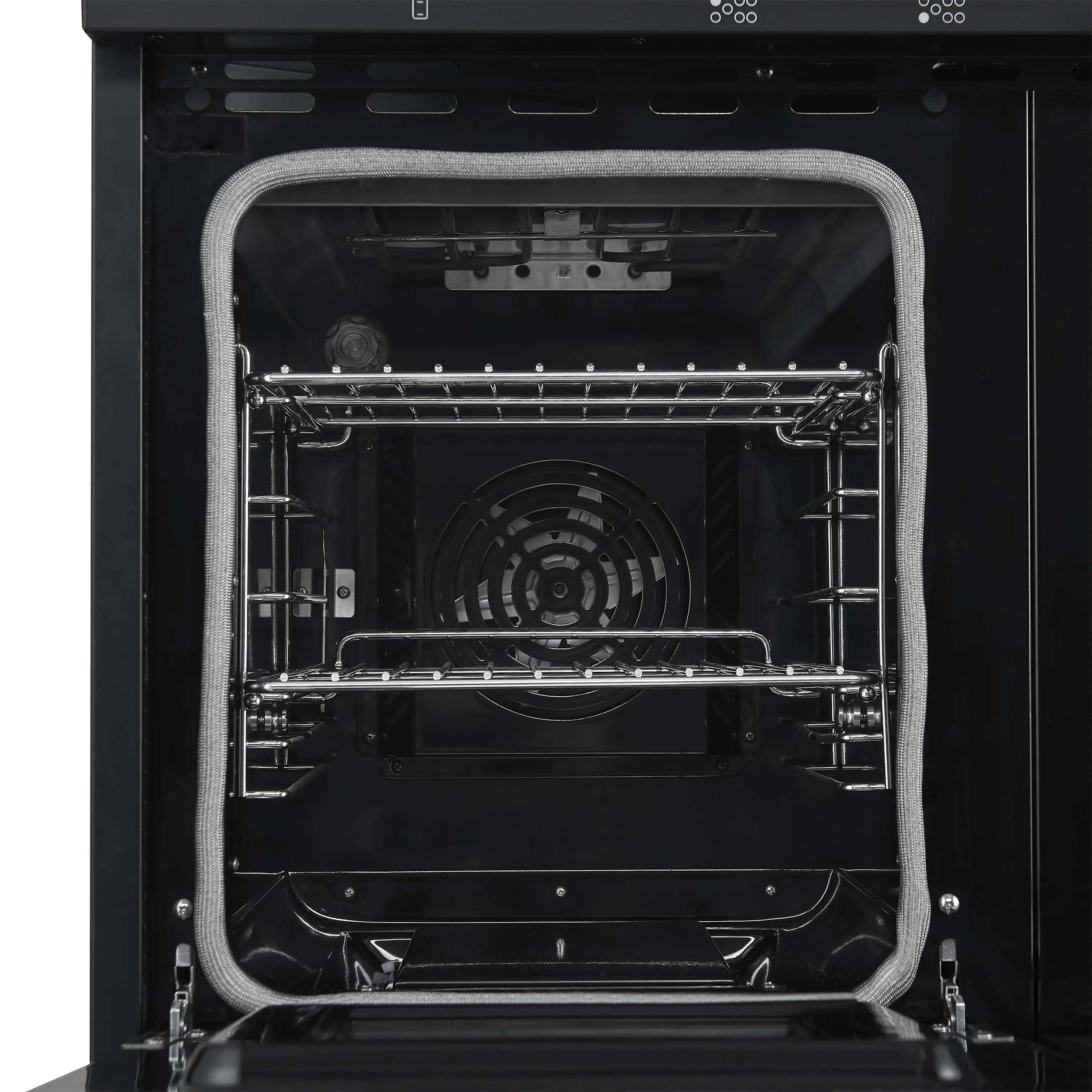 Forno 3-Piece Appliance Package - 48-Inch Electric Range, Wall Mount Range Hood, and 36-Inch Refrigerator in Black with Antique Brass Handle - Image 10