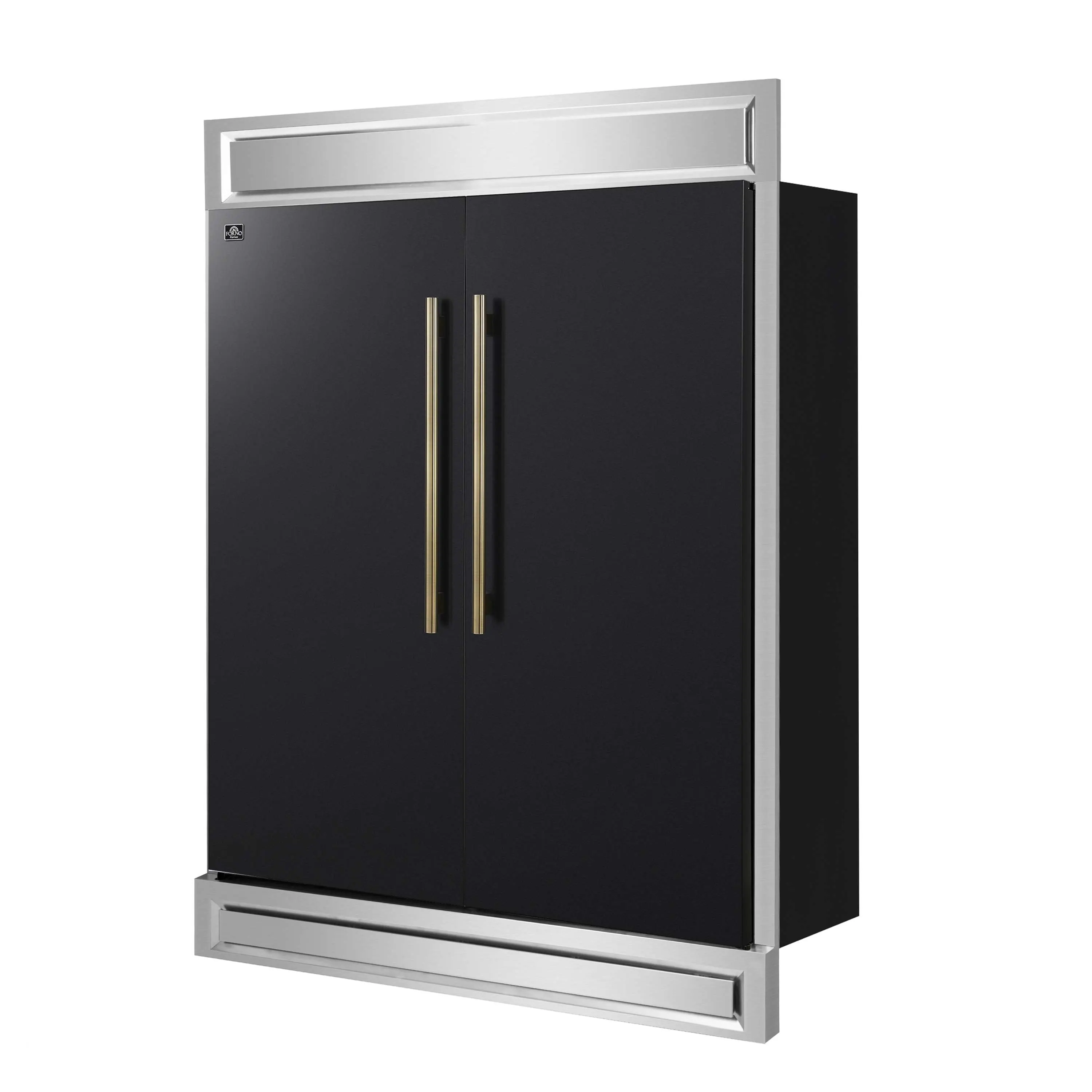 Forno 3-Piece Appliance Package - 48-Inch Gas Range, 60-Inch Convertible Refrigerator with Modern Trim, and Dishwasher in Black with Antique Brass Handle - Image 15