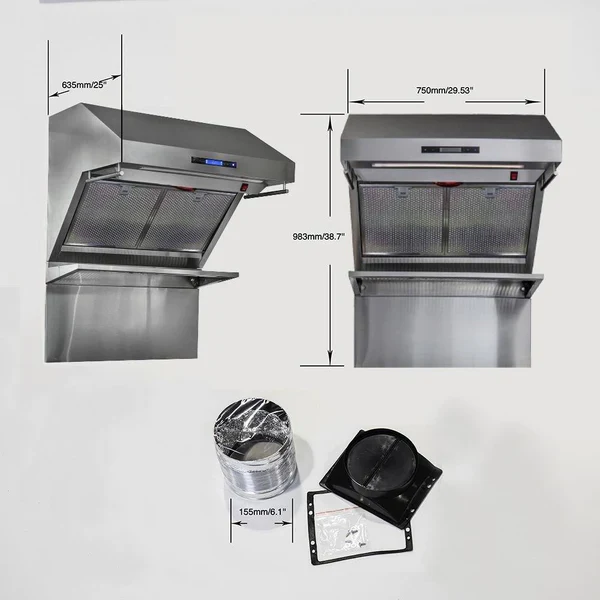 Forno 3-Piece Appliance Package - 30-Inch Dual Fuel Range with Air Fryer, 36-Inch Refrigerator & Wall Mount Hood with Backsplash in Stainless Steel - Image 19
