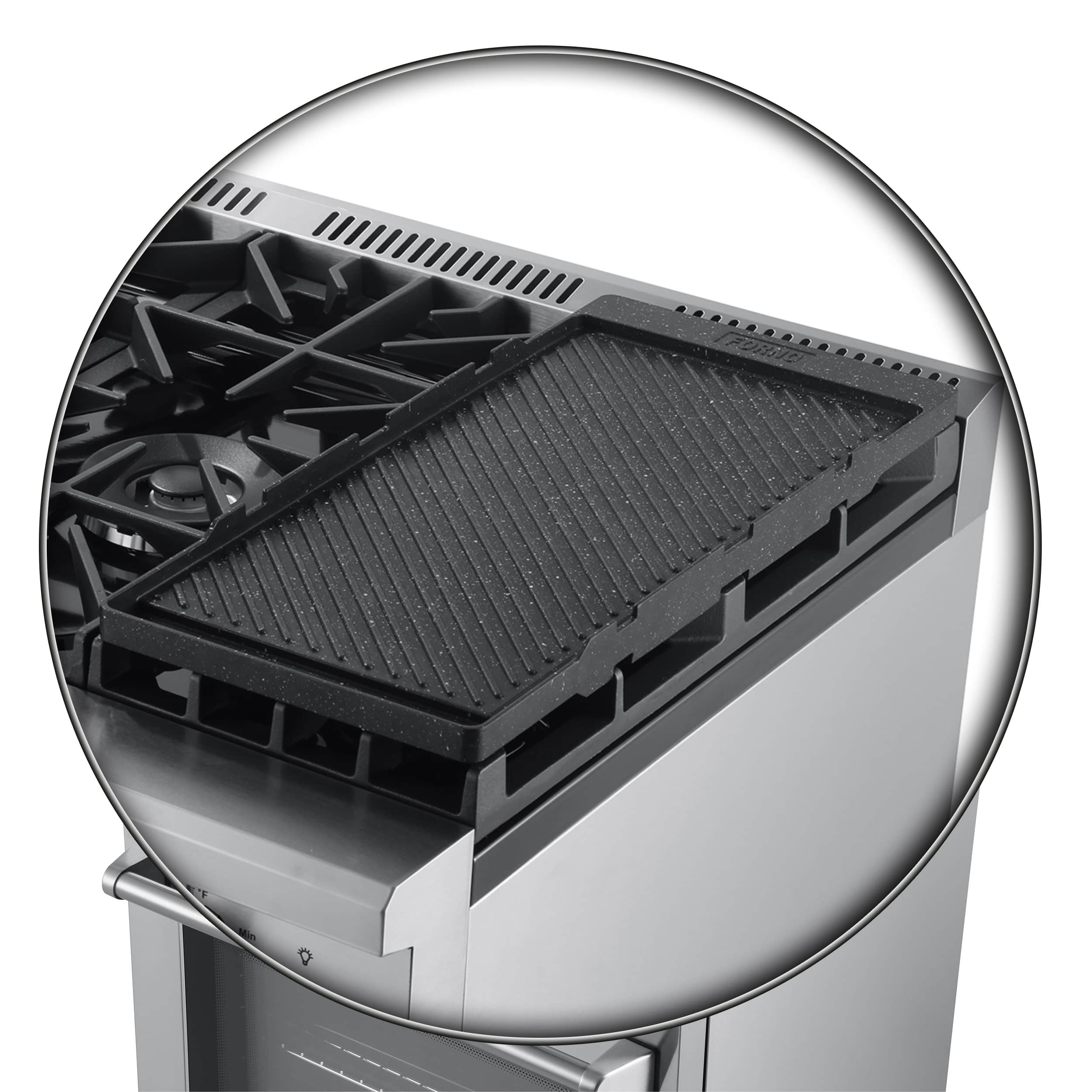 Forno 3-Piece Appliance Package - 30-Inch Dual Fuel Range with Air Fryer, Refrigerator, & Wall Mount Hood with Backsplash in Stainless Steel - Image 5
