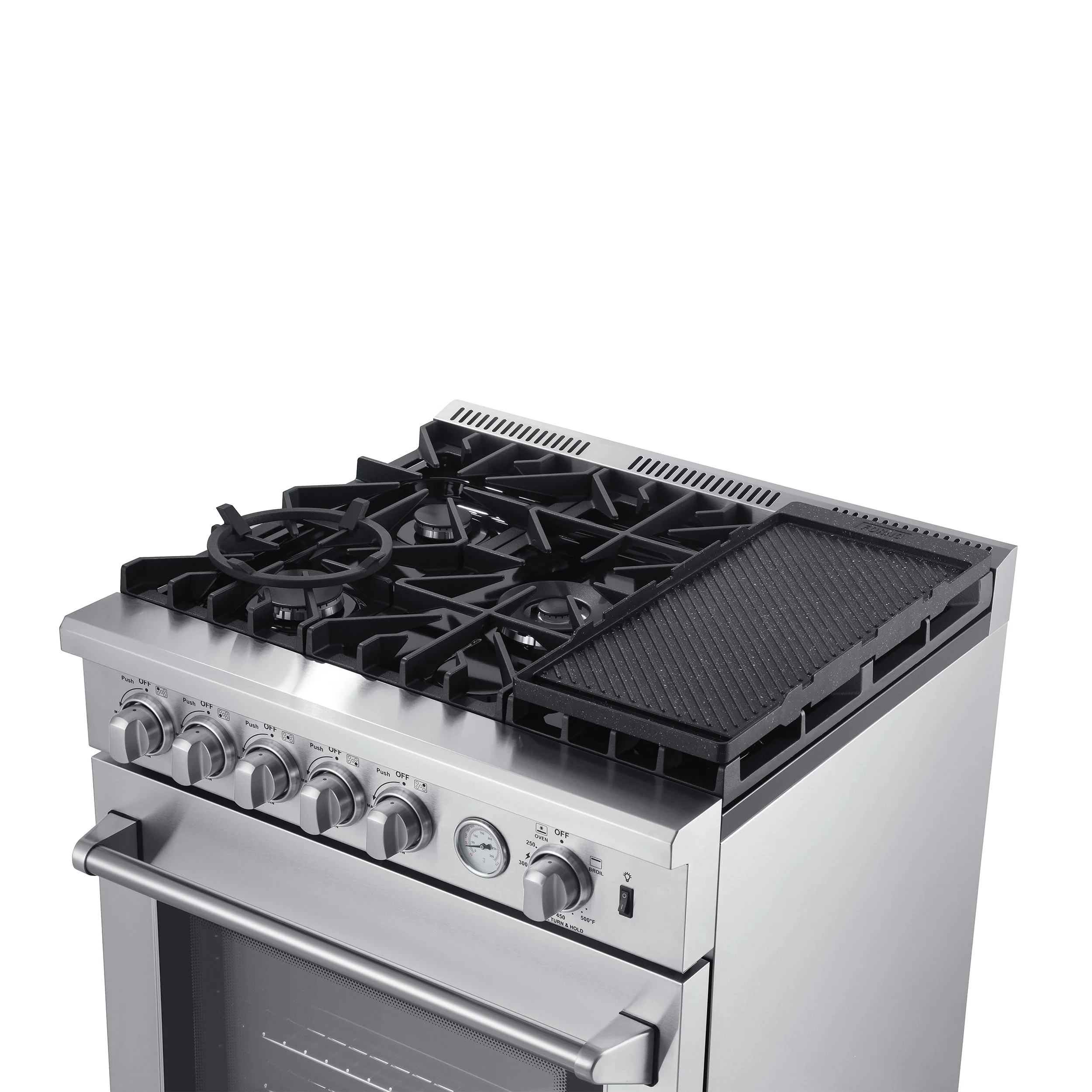 Forno 3-Piece Appliance Package - 30-Inch Gas Range with Air Fryer, 36-Inch Refrigerator & Wall Mount Hood with Backsplash in Stainless Steel - Image 4