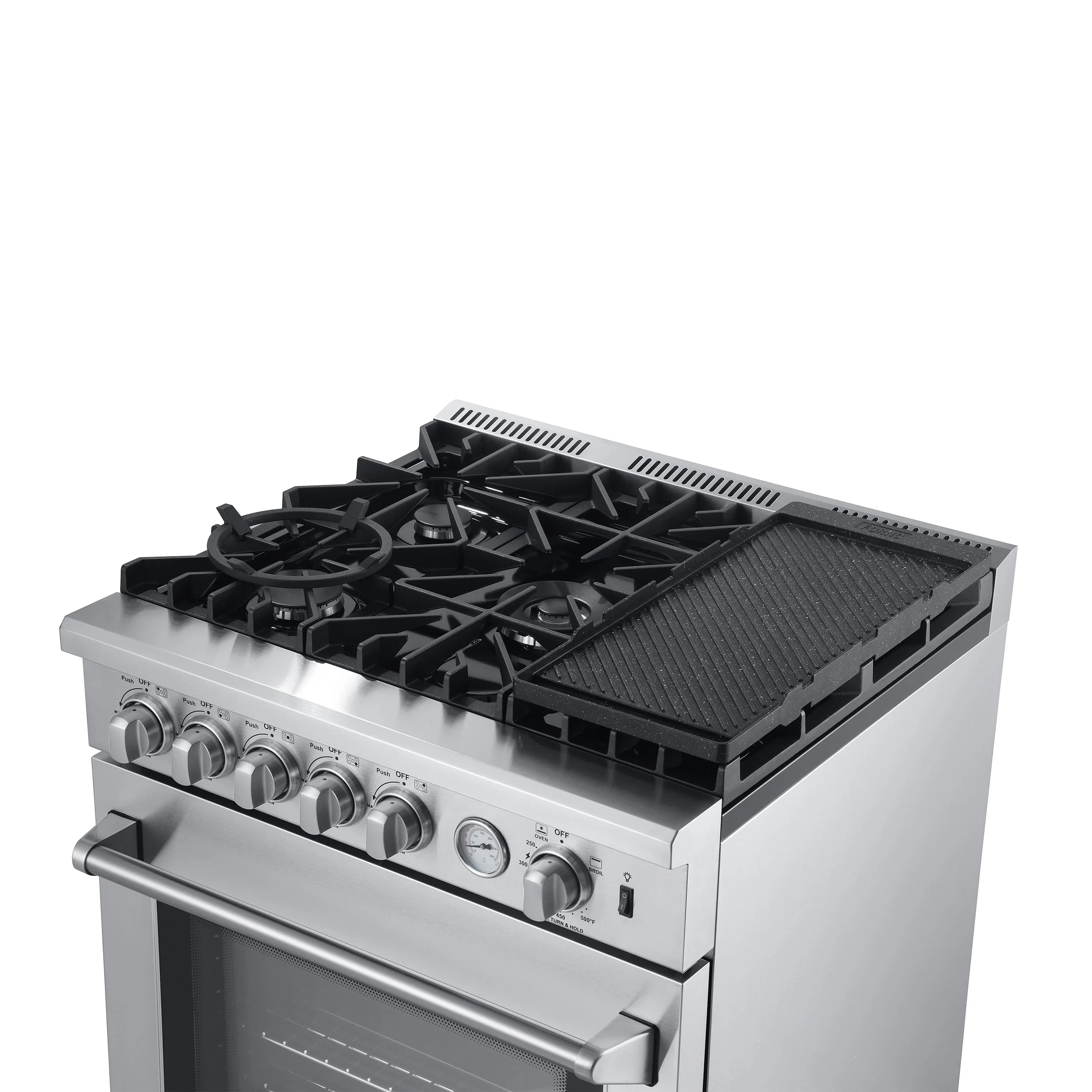 Forno 3-Piece Appliance Package - 30-Inch Gas Range with Air Fryer, 60-Inch Pro-Style Refrigerator & Wall Mount Hood with Backsplash in Stainless Steel - Image 4