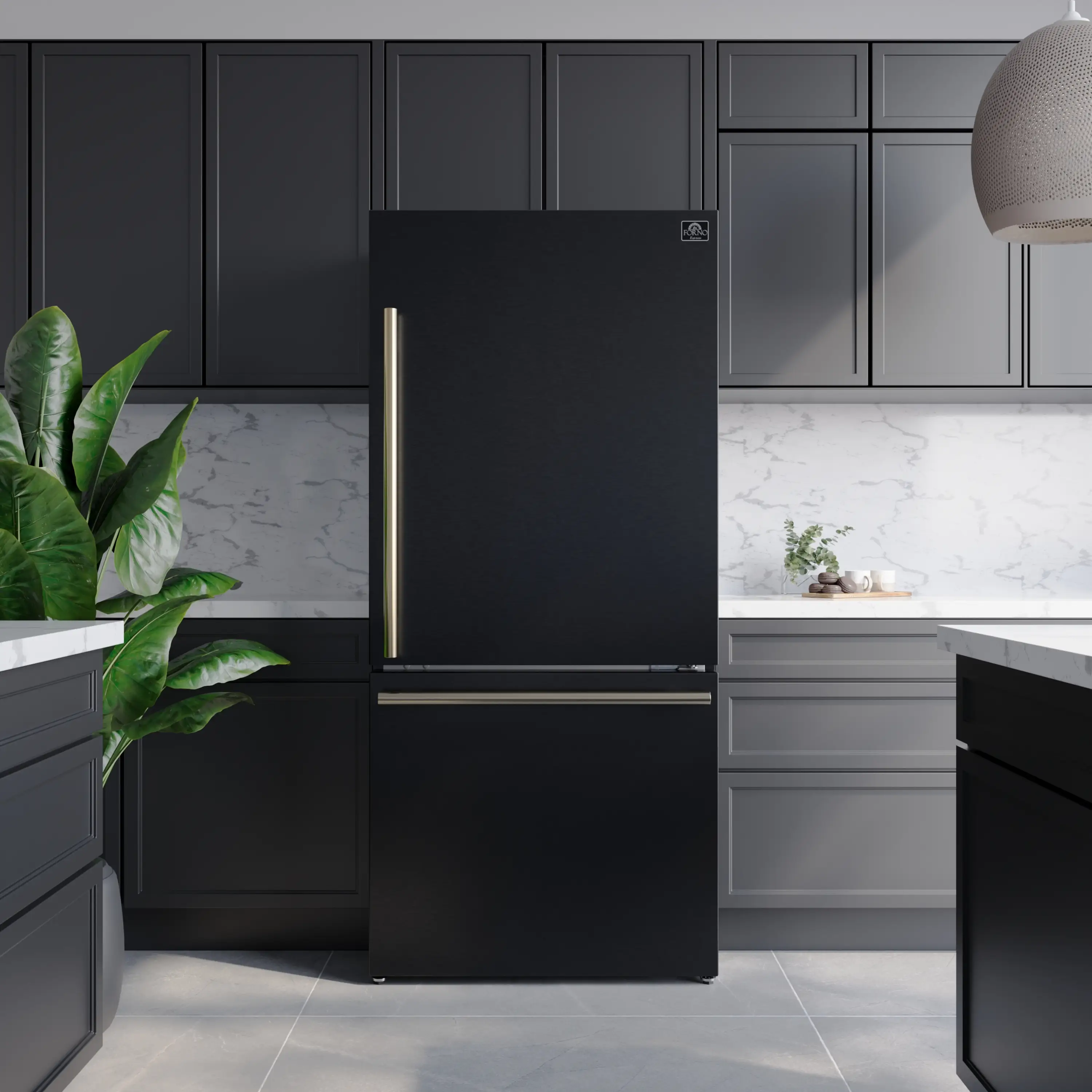 Forno 3-Piece Appliance Package - 30-Inch Leonardo Espresso Electric Range, Refrigerator, & Dishwasher in Black with Antique Brass Handle (FBDL-007-02US) - Image 12