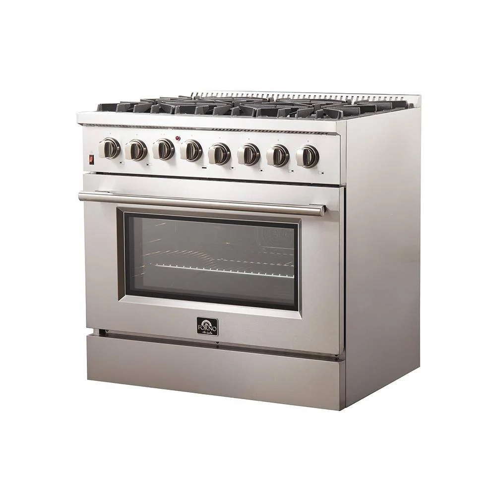 Forno 3-Piece Appliance Package - 36-Inch Galiano Dual Fuel Range, French Door Refrigerator, & Dishwasher in Stainless Steel (FBDL-009-02CAUS) - Image 4