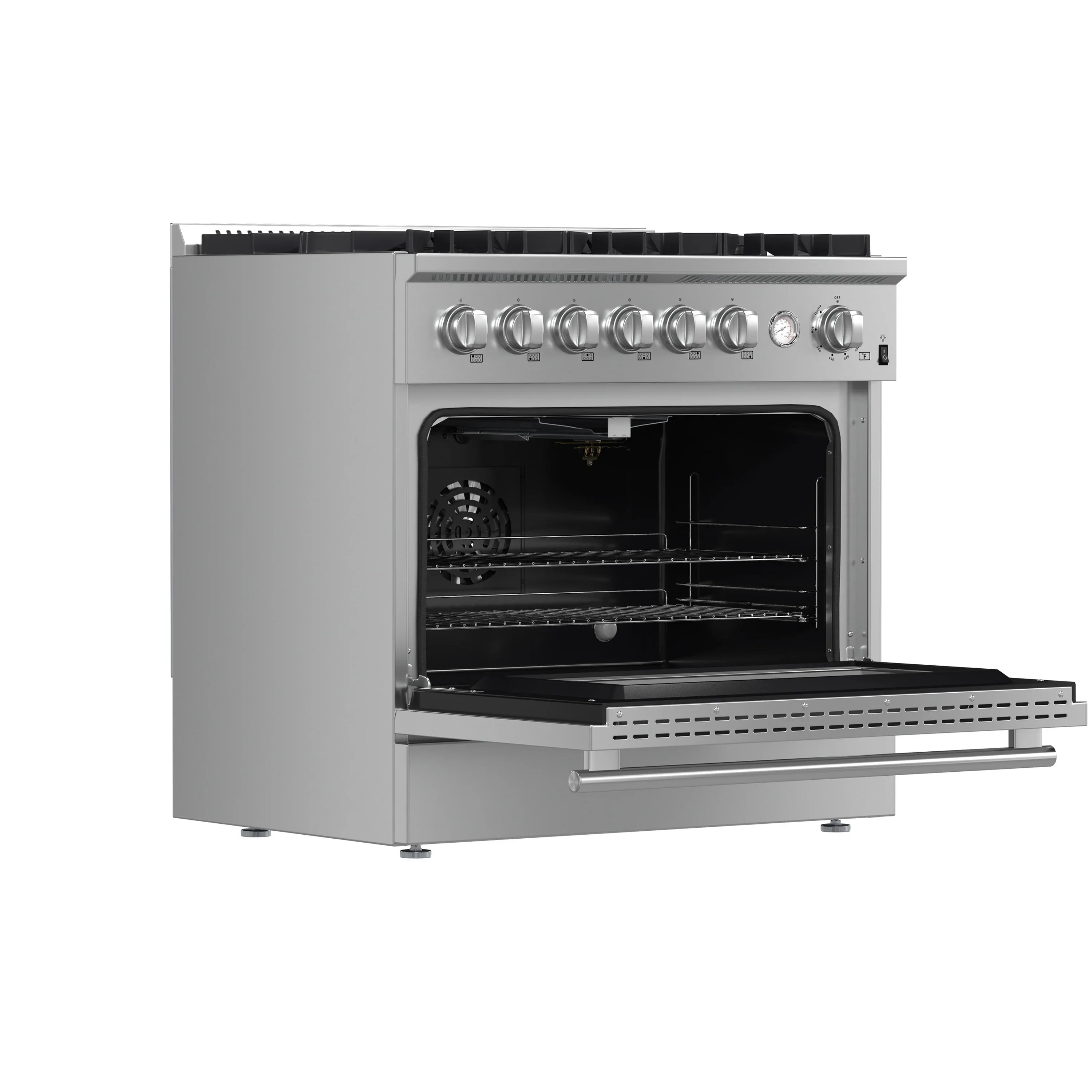 Forno 3-Piece Appliance Package - 36-Inch Marco Gas Range, French Door Refrigerator, & Dishwasher in Stainless Steel (FBDL-009-01CAUS) - Image 6
