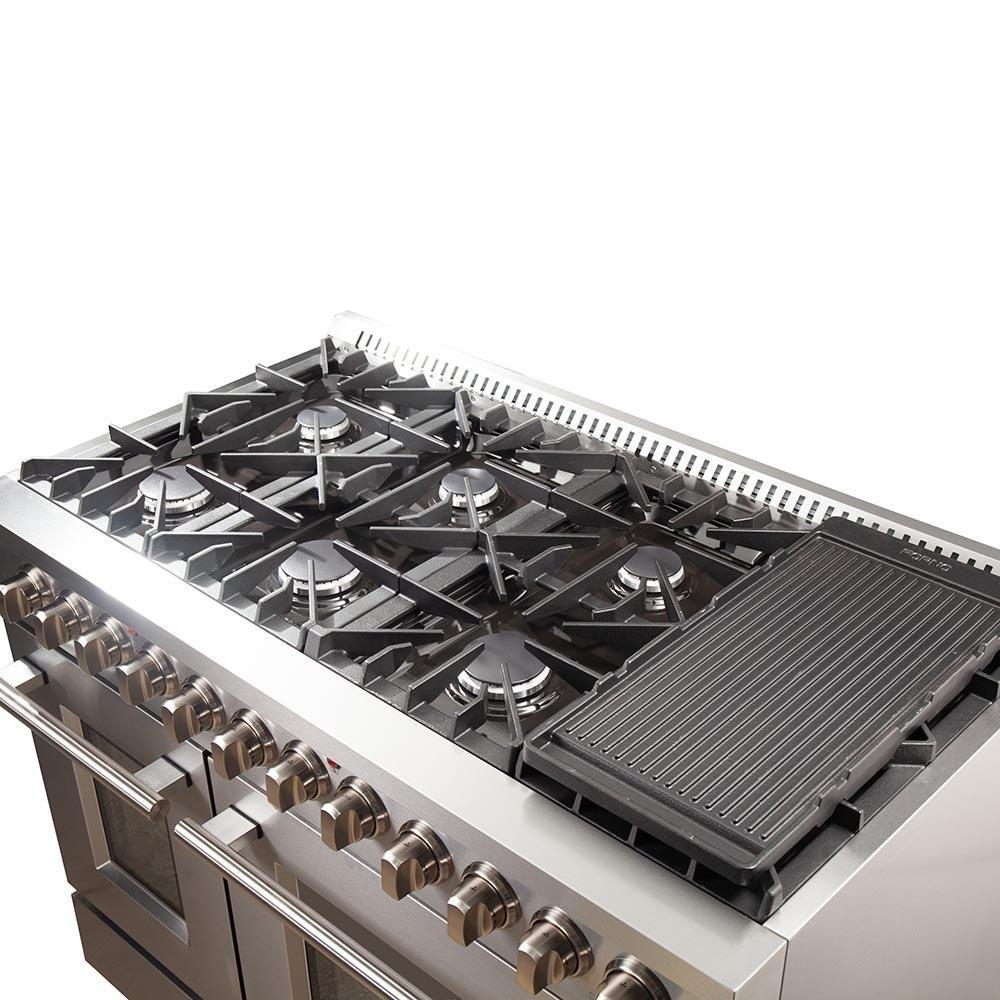 Forno 3-Piece Appliance Package - 48-Inch Dual Fuel Range, Refrigerator with Water Dispenser, & Dishwasher in Stainless Steel - Image 6