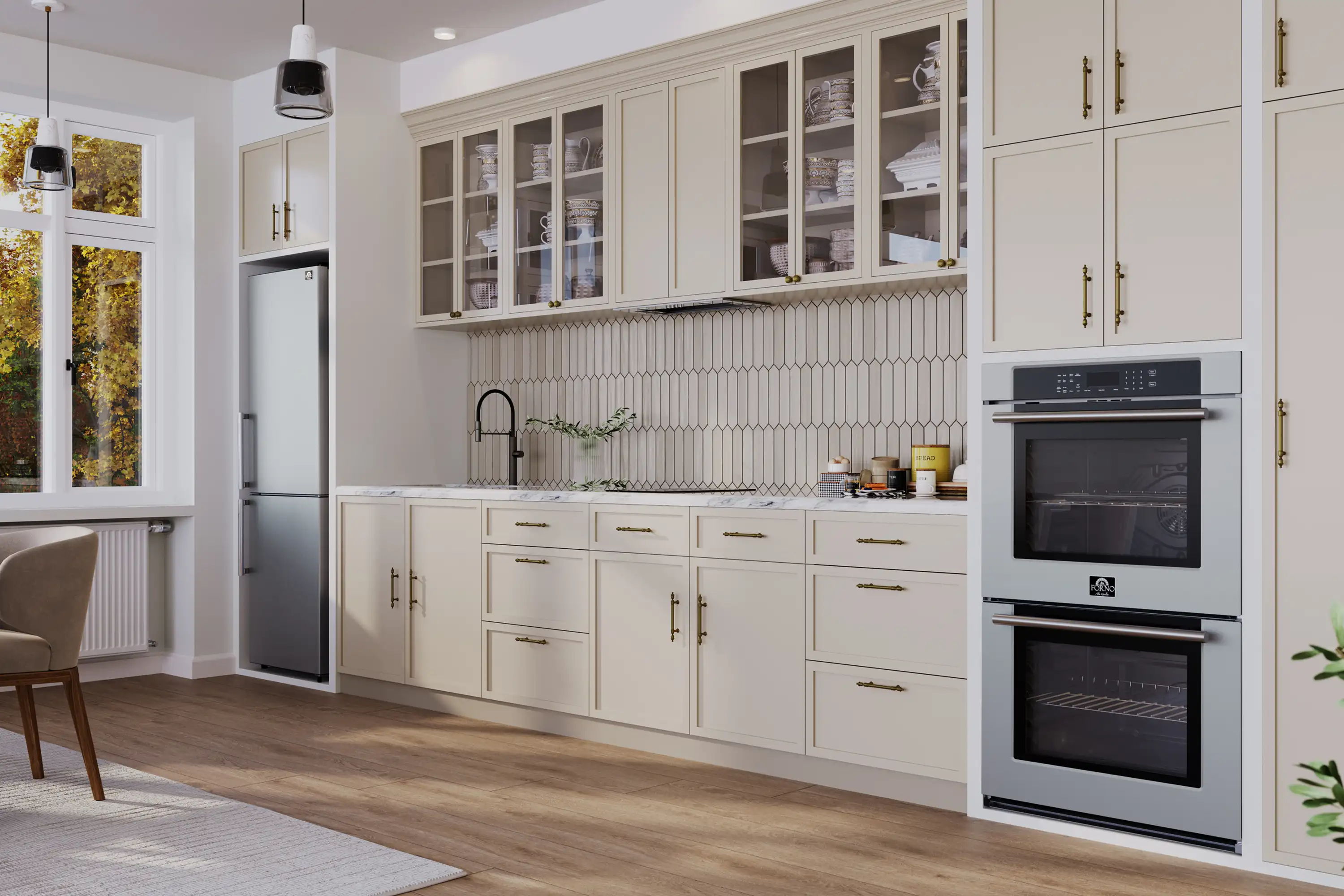 Forno 3-Piece Appliance Package - 48-Inch Lseo Gas Rangetop, Double Wall Oven & Microwave Oven in Stainless Steel - Image 14