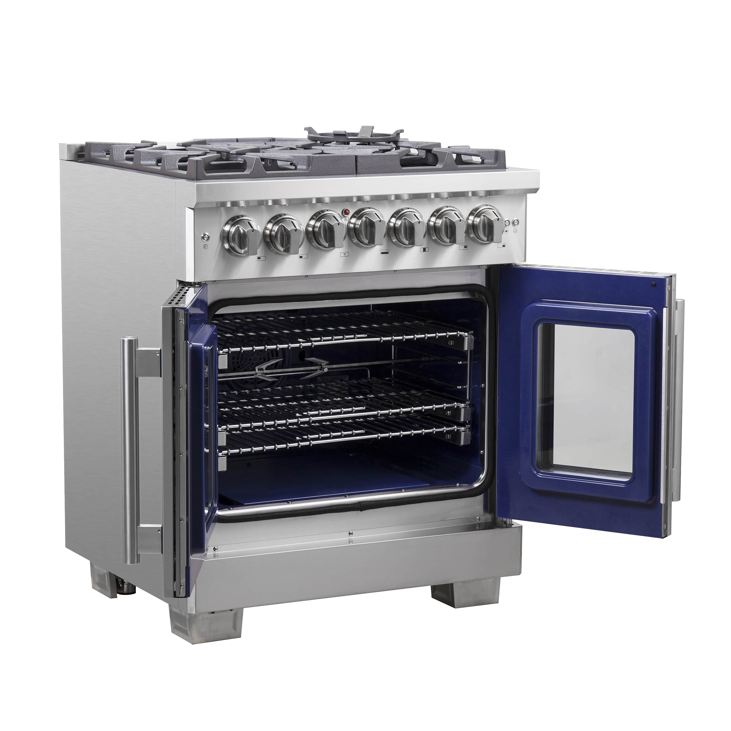 Forno 30-Inch Capriasca Dual Fuel Range with 5 Gas Burners, 100,000 BTUs, and French Door Electric Oven in Stainless Steel (FFSGS6387-30) - Image 11