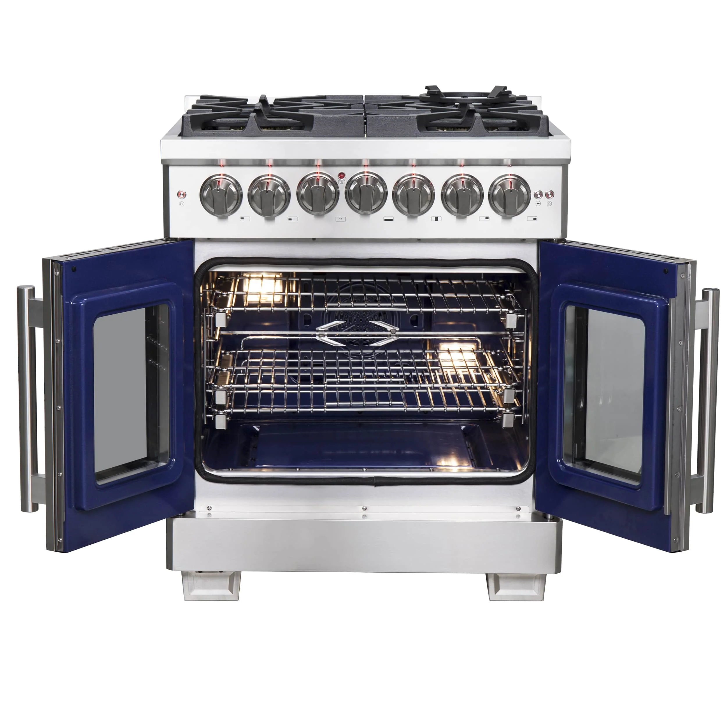 Forno 30-Inch Capriasca Dual Fuel Range with 5 Gas Burners, 100,000 BTUs, and French Door Electric Oven in Stainless Steel (FFSGS6387-30) - Image 3